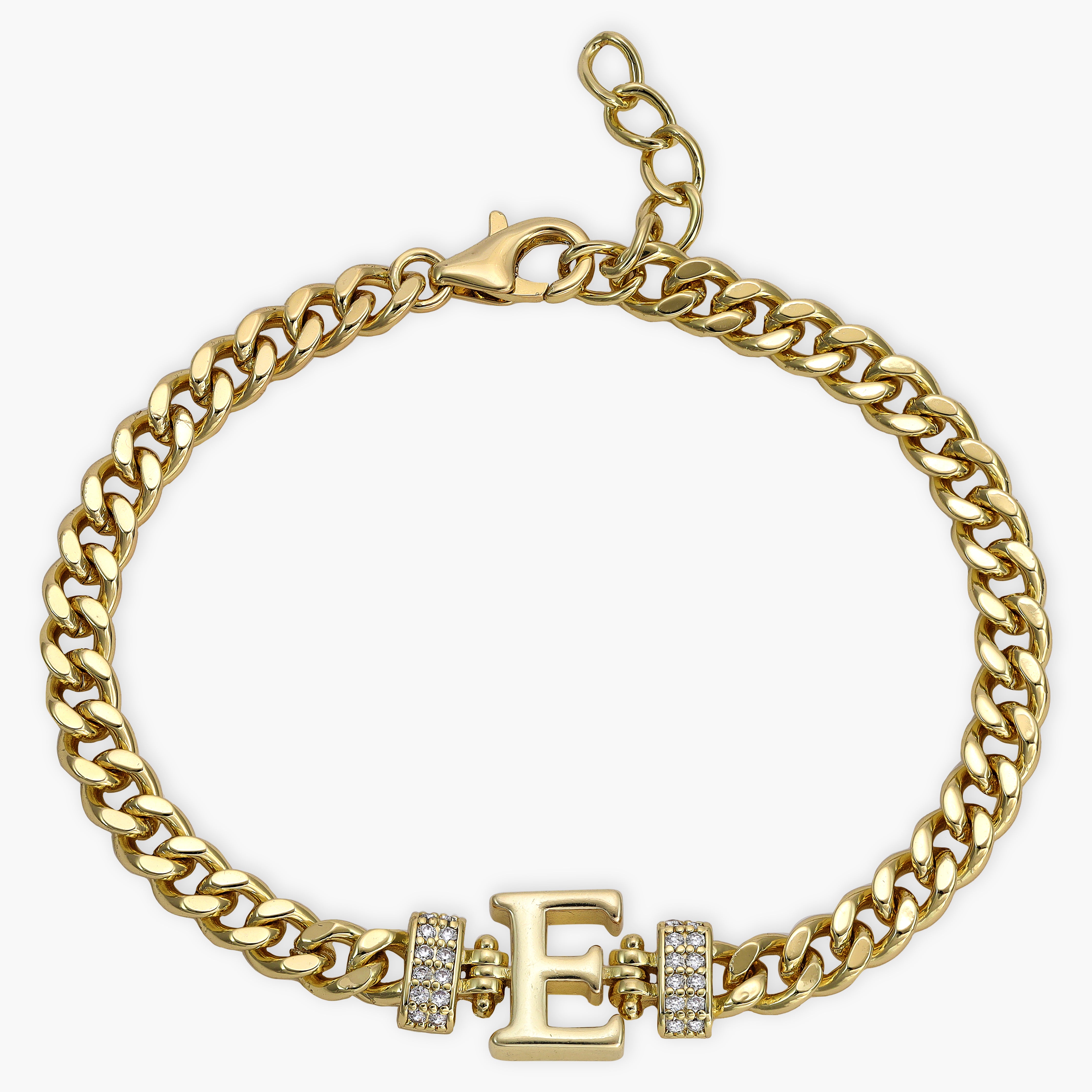 Damen Panzerkette Armband mit Buchstaben A-Z 18K Vergoldet - Taipan Schmuck