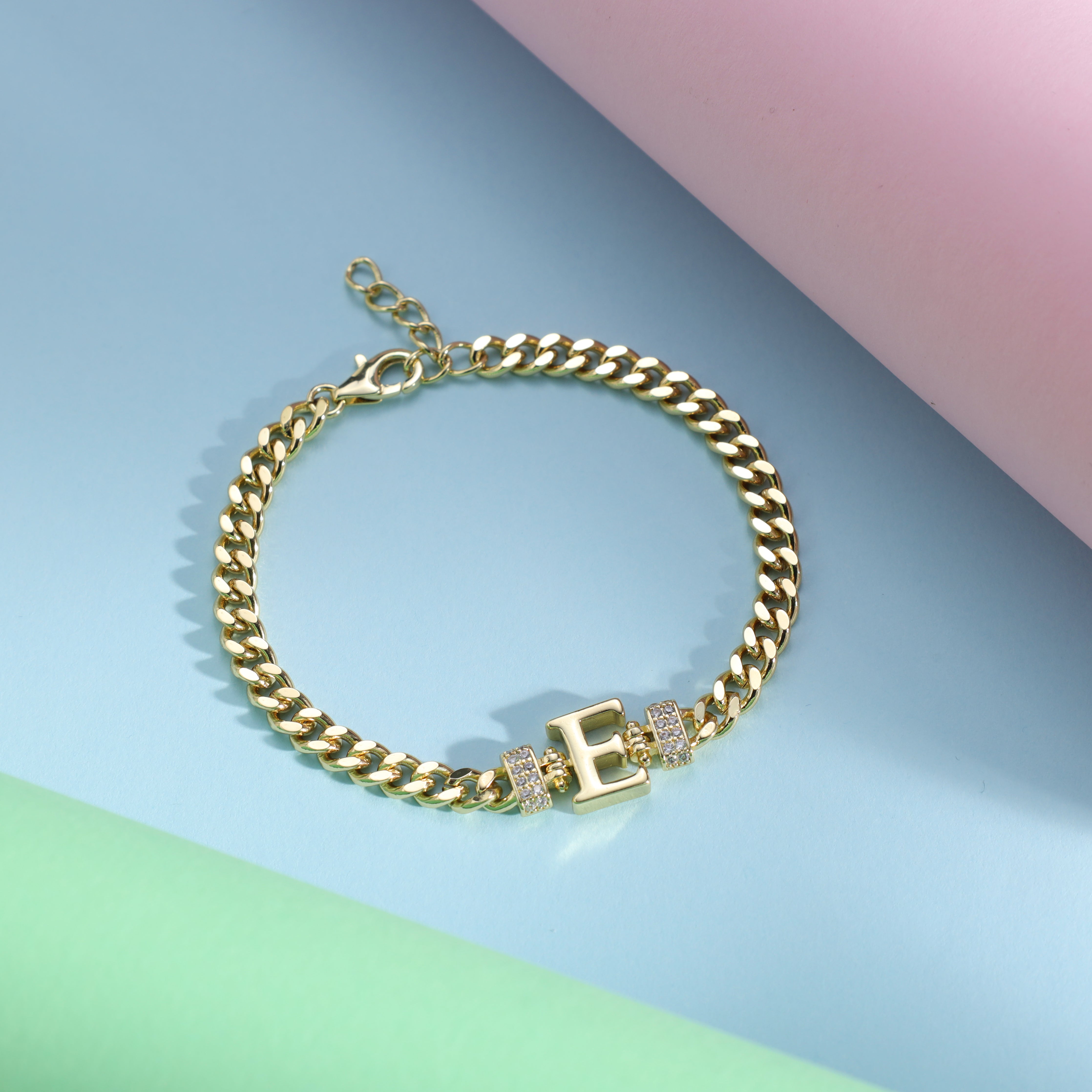 Damen Panzerkette Armband mit Buchstaben A-Z 18K Vergoldet - Taipan Schmuck