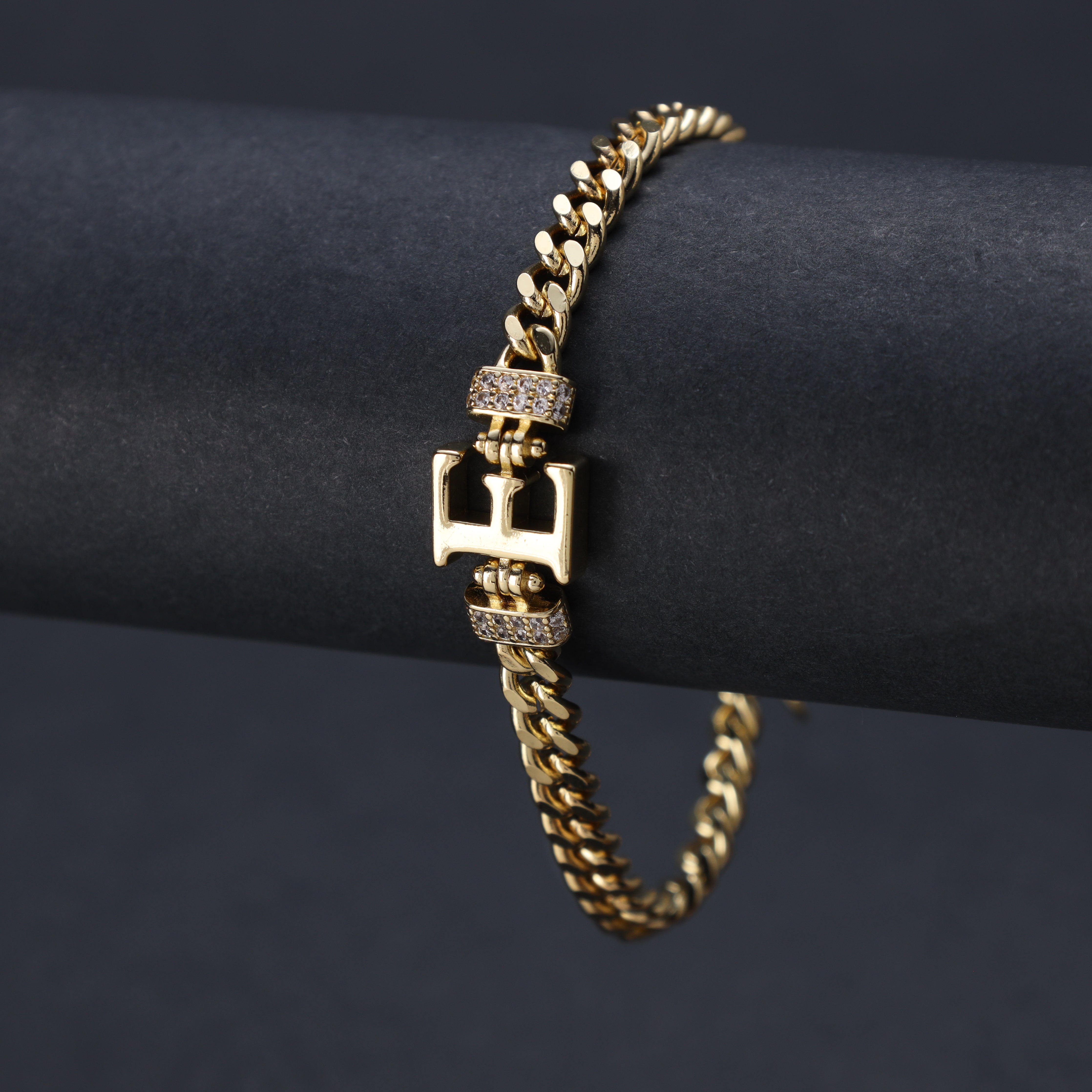 Damen Panzerkette Armband mit Buchstaben A-Z 18K Vergoldet - Taipan Schmuck