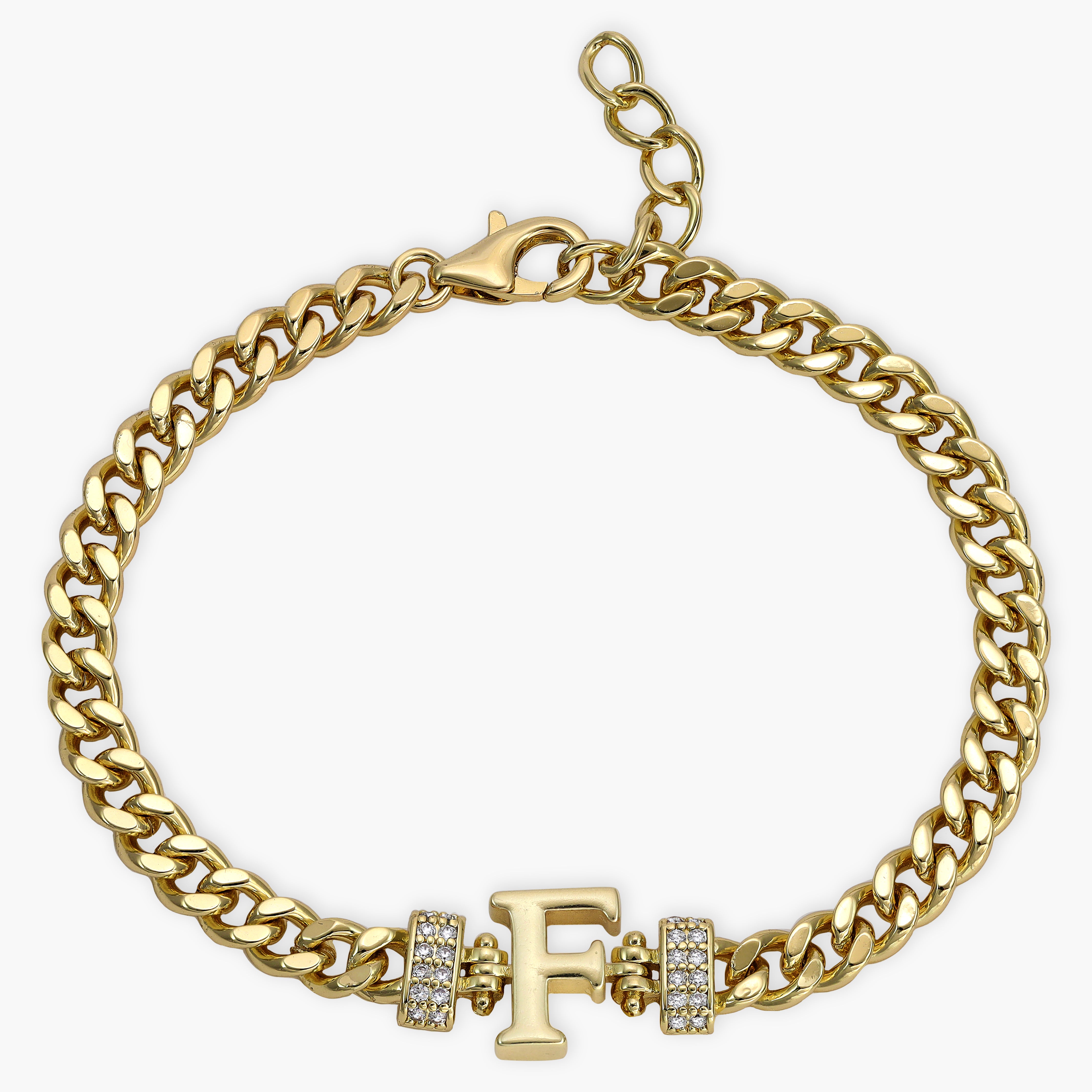 Damen Panzerkette Armband mit Buchstaben A-Z 18K Vergoldet - Taipan Schmuck