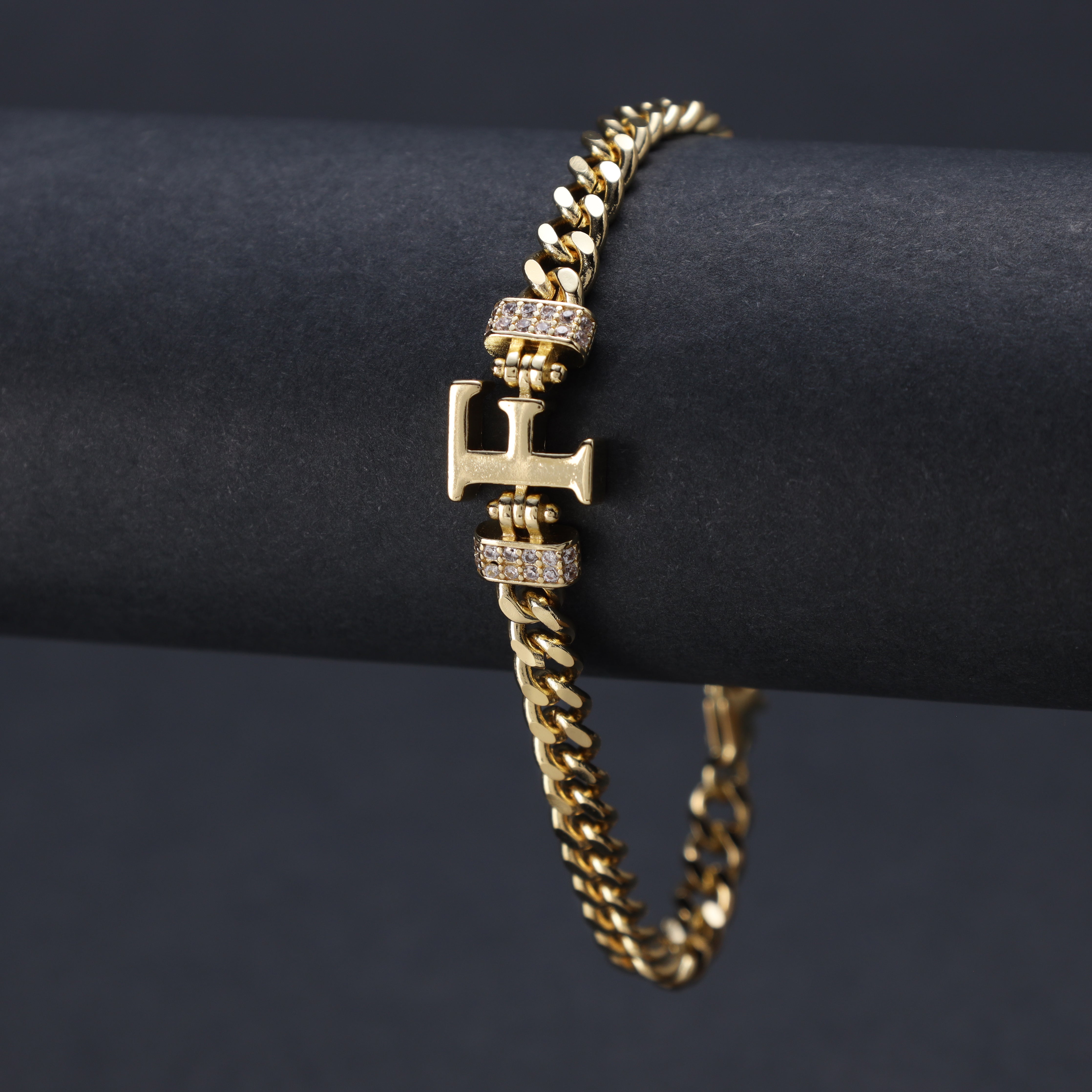 Damen Panzerkette Armband mit Buchstaben A-Z 18K Vergoldet - Taipan Schmuck