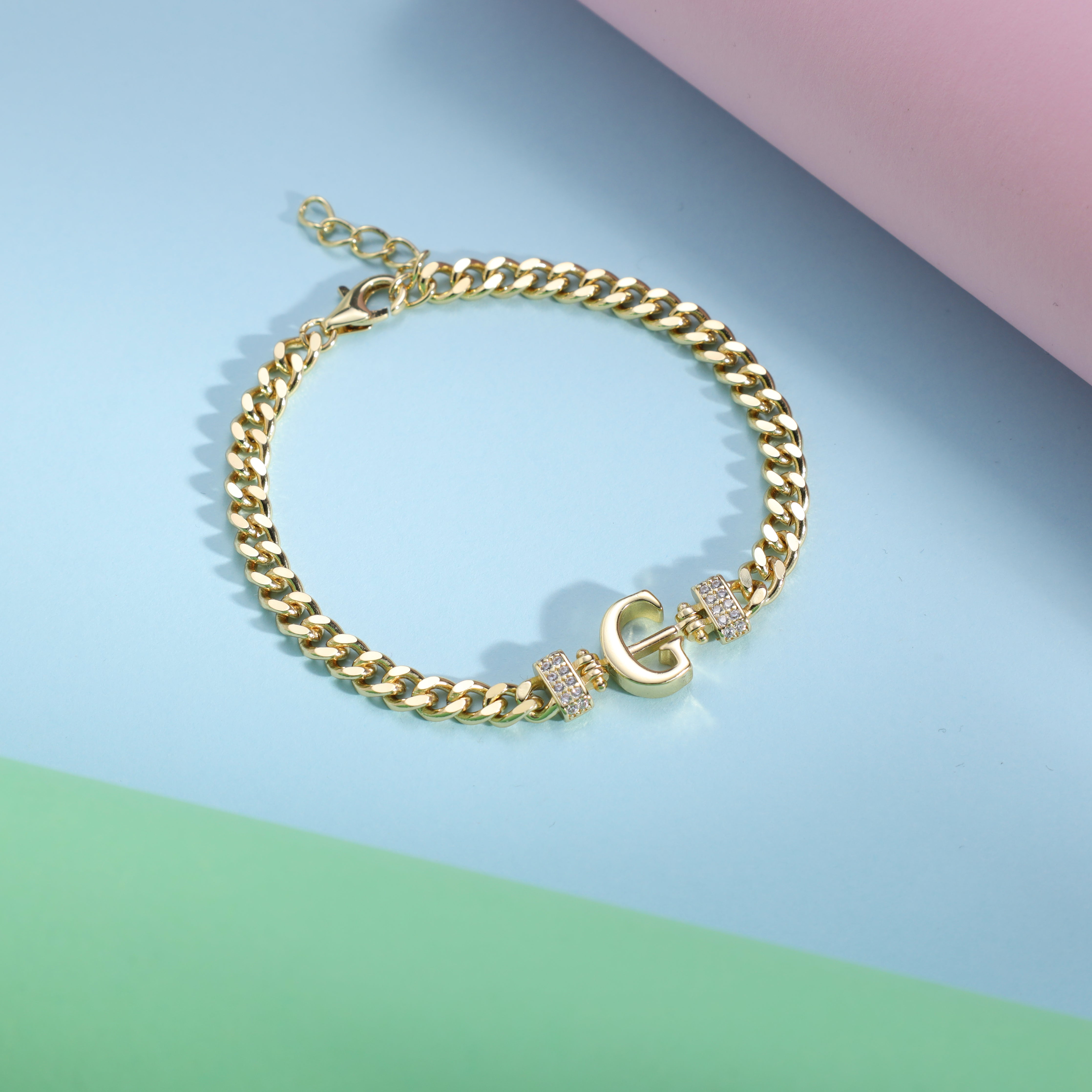 Damen Panzerkette Armband mit Buchstaben A-Z 18K Vergoldet - Taipan Schmuck