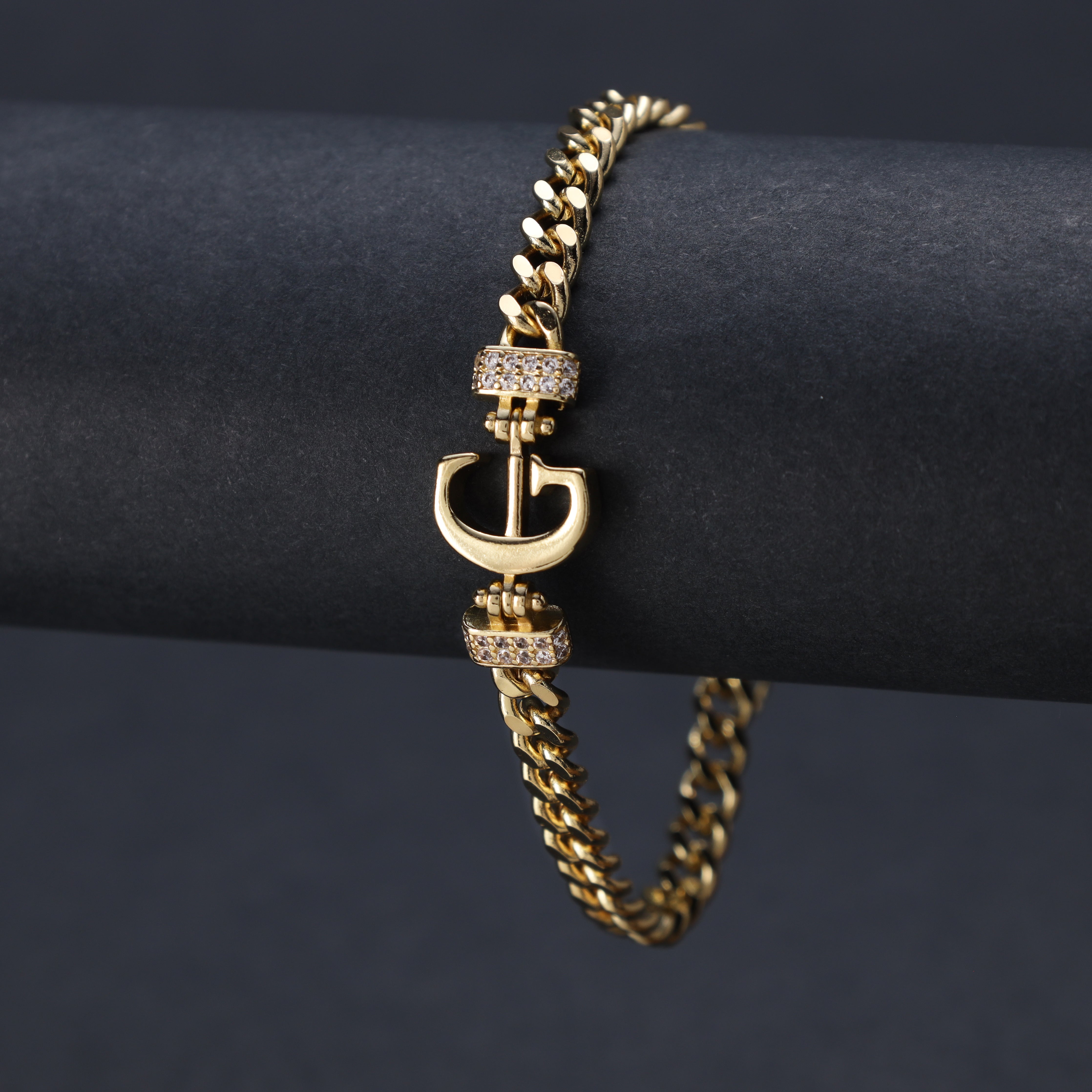 Damen Panzerkette Armband mit Buchstaben A-Z 18K Vergoldet - Taipan Schmuck