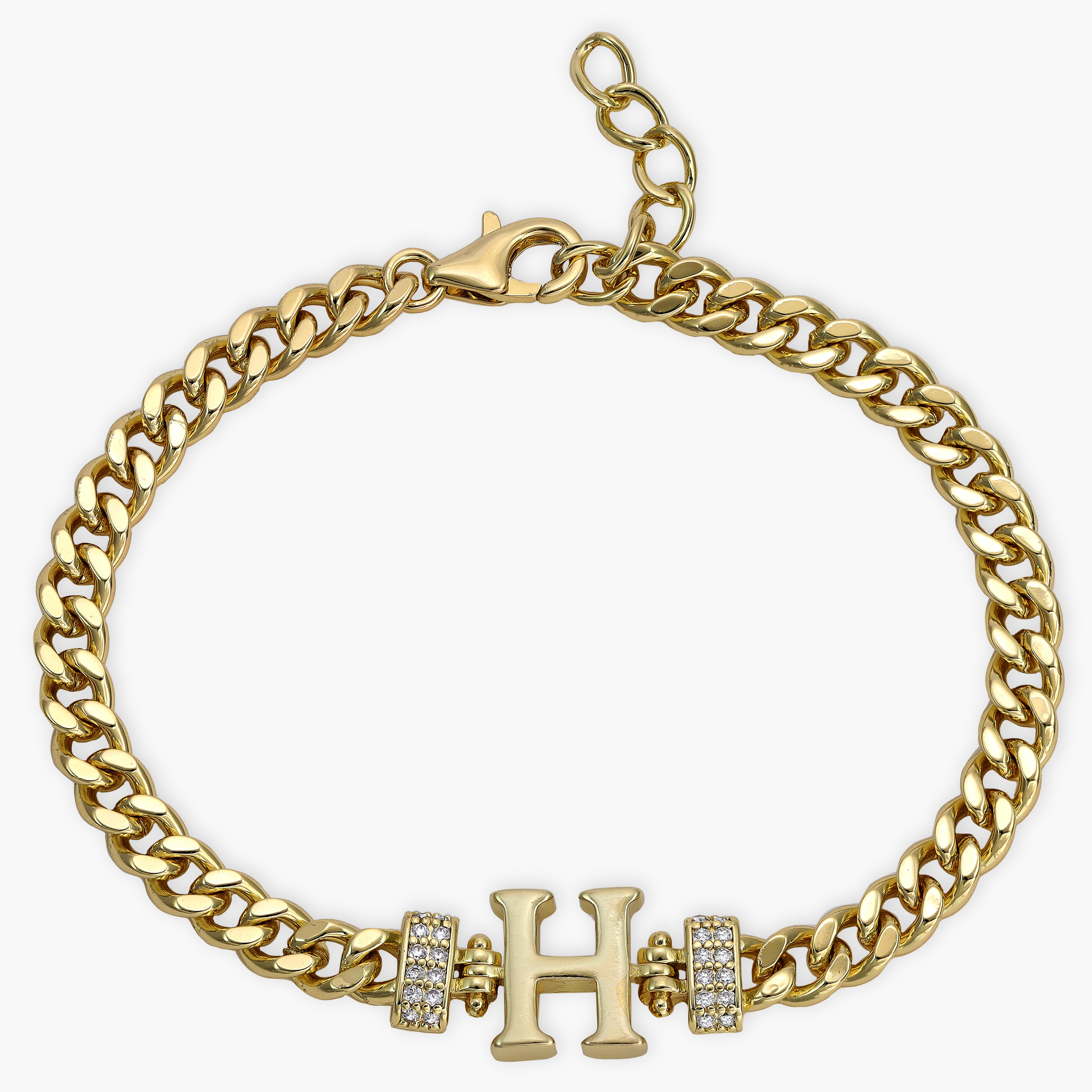 Damen Panzerkette Armband mit Buchstaben A-Z 18K Vergoldet - Taipan Schmuck