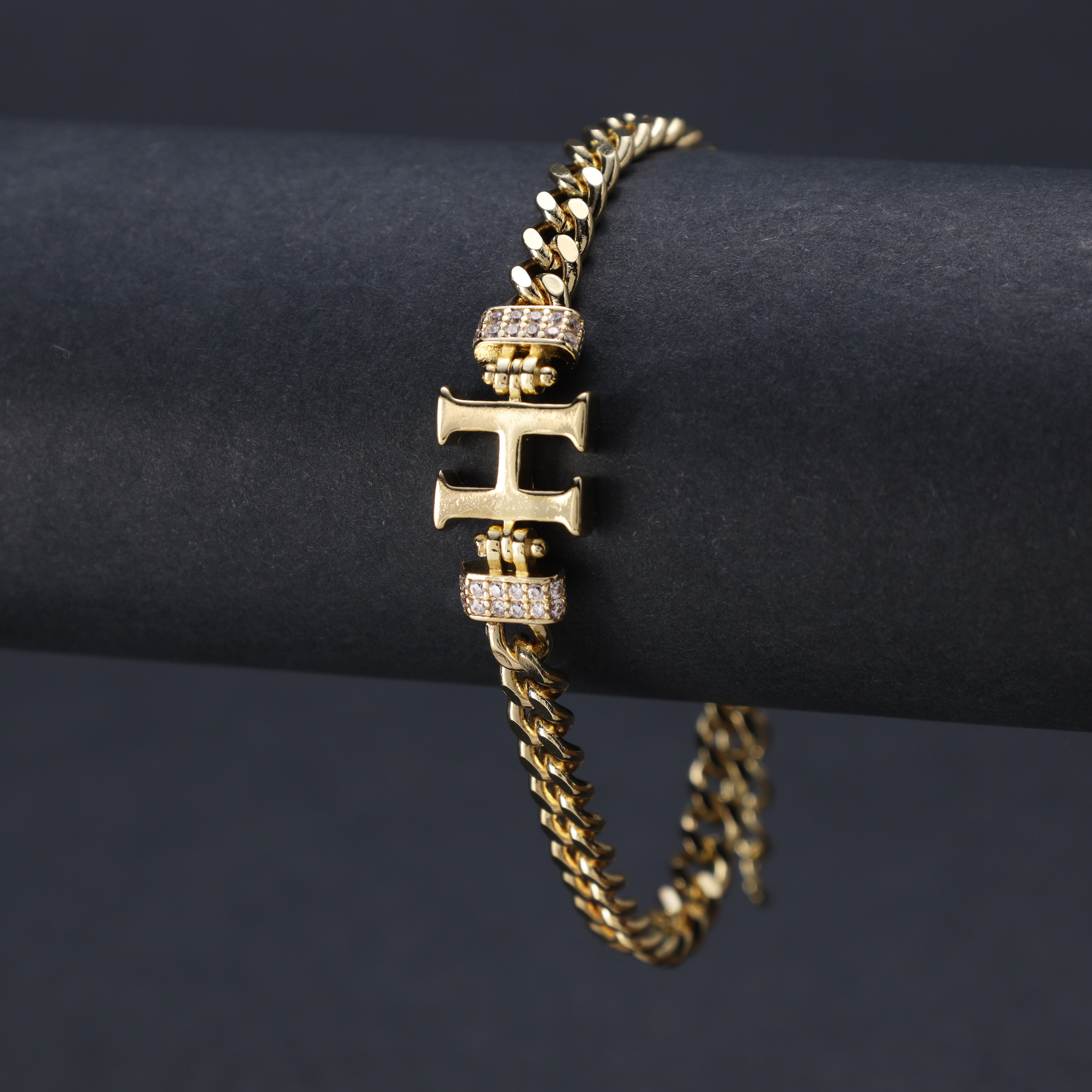 Damen Panzerkette Armband mit Buchstaben A-Z 18K Vergoldet - Taipan Schmuck