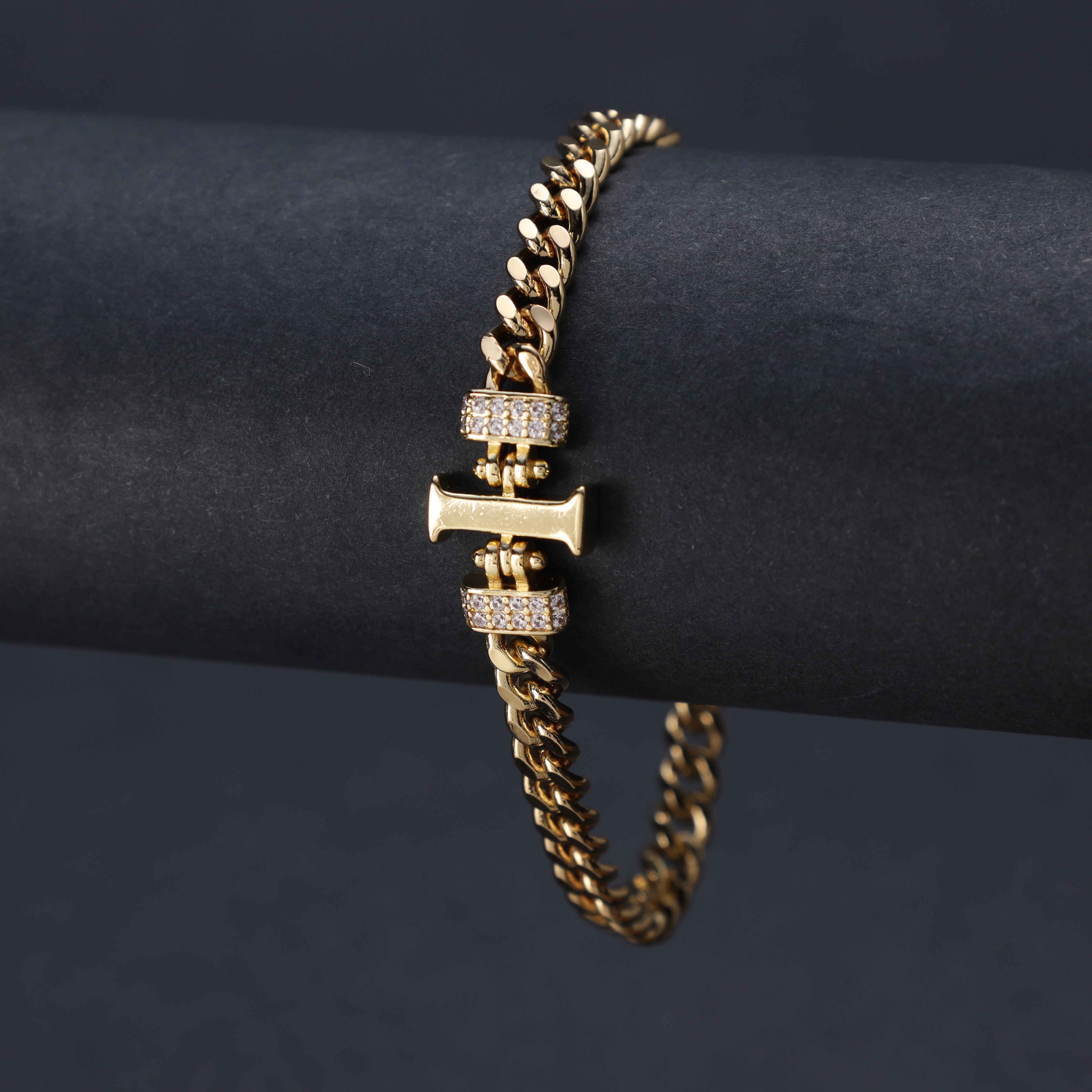 Damen Panzerkette Armband mit Buchstaben A-Z 18K Vergoldet - Taipan Schmuck