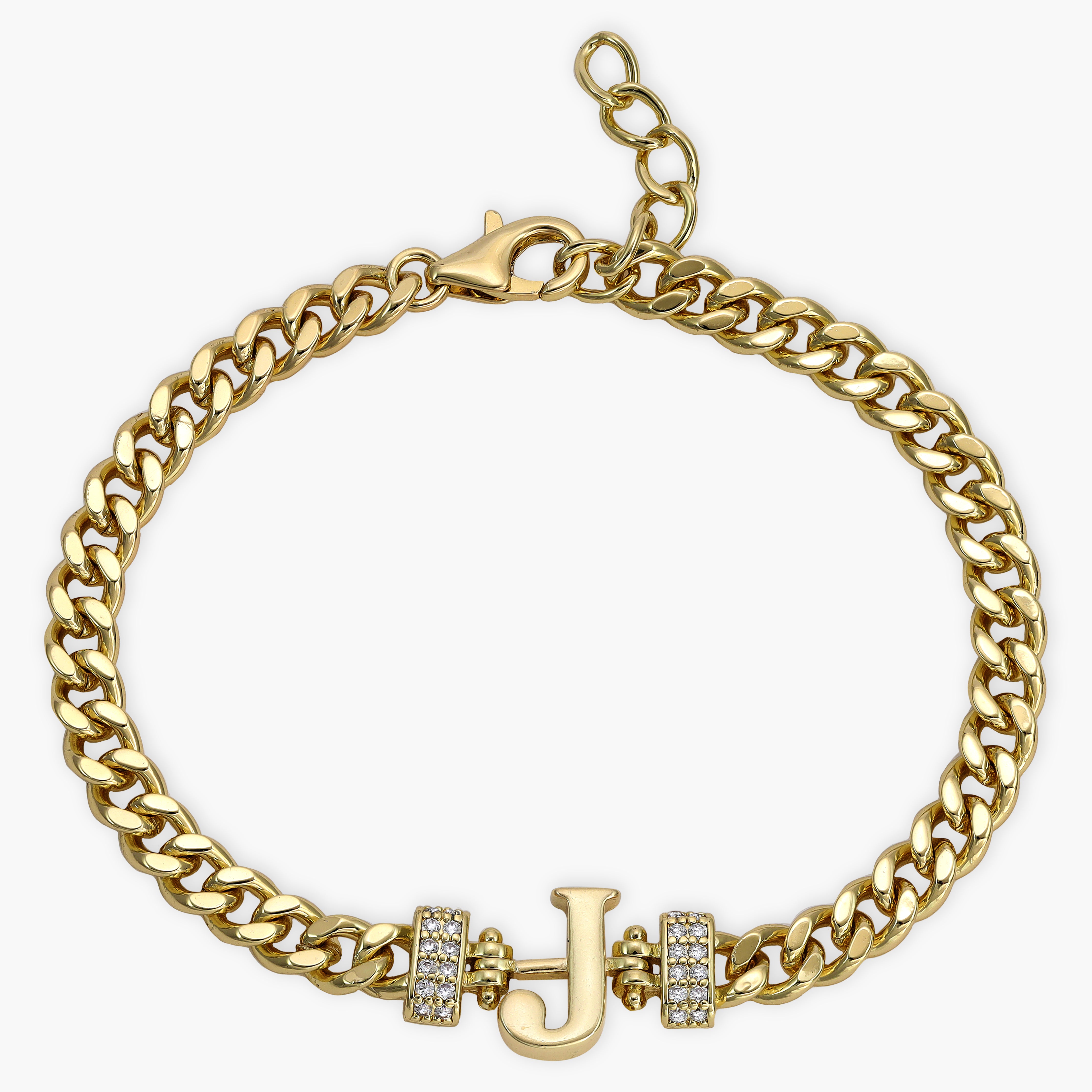 Damen Panzerkette Armband mit Buchstaben A-Z 18K Vergoldet - Taipan Schmuck