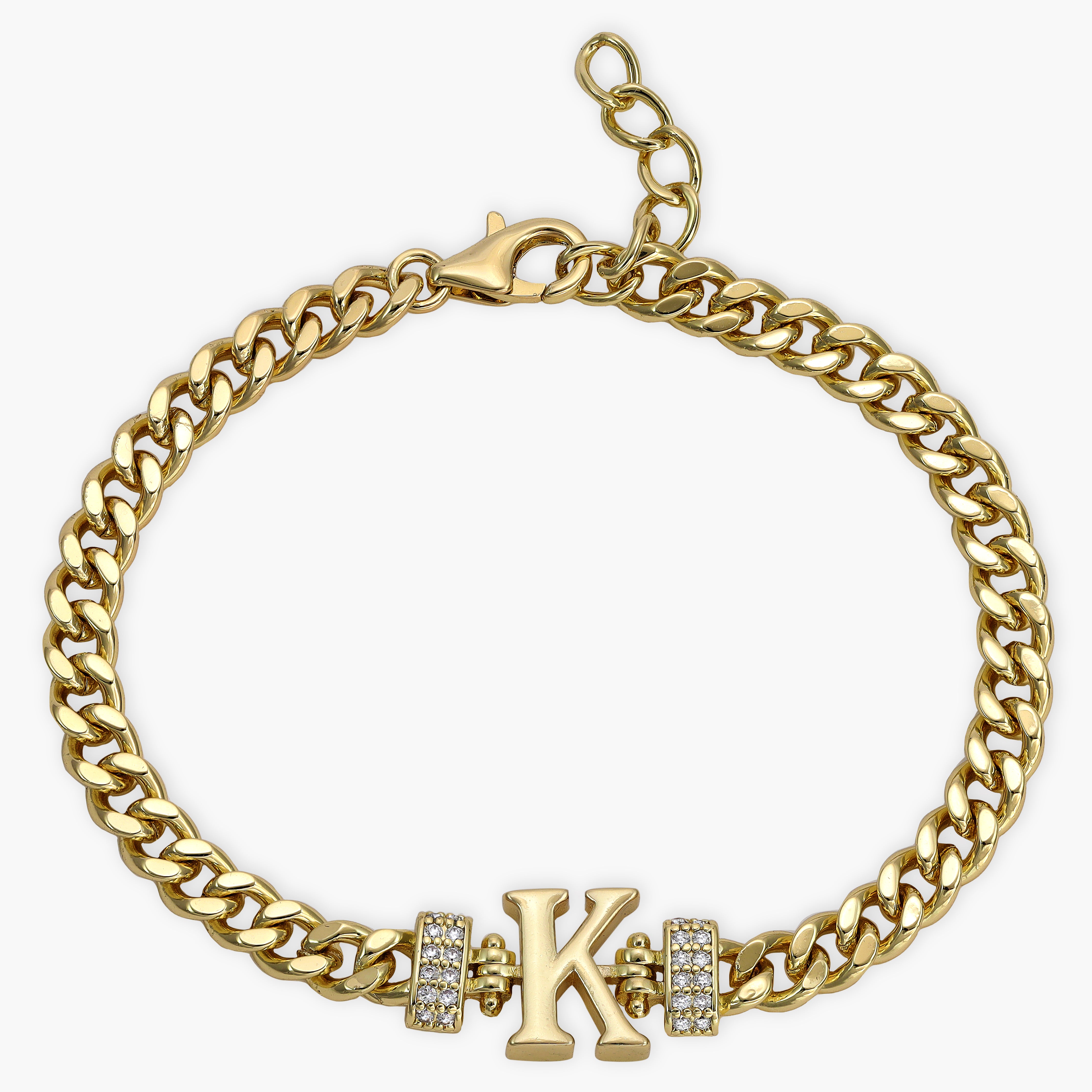 Damen Panzerkette Armband mit Buchstaben A-Z 18K Vergoldet - Taipan Schmuck