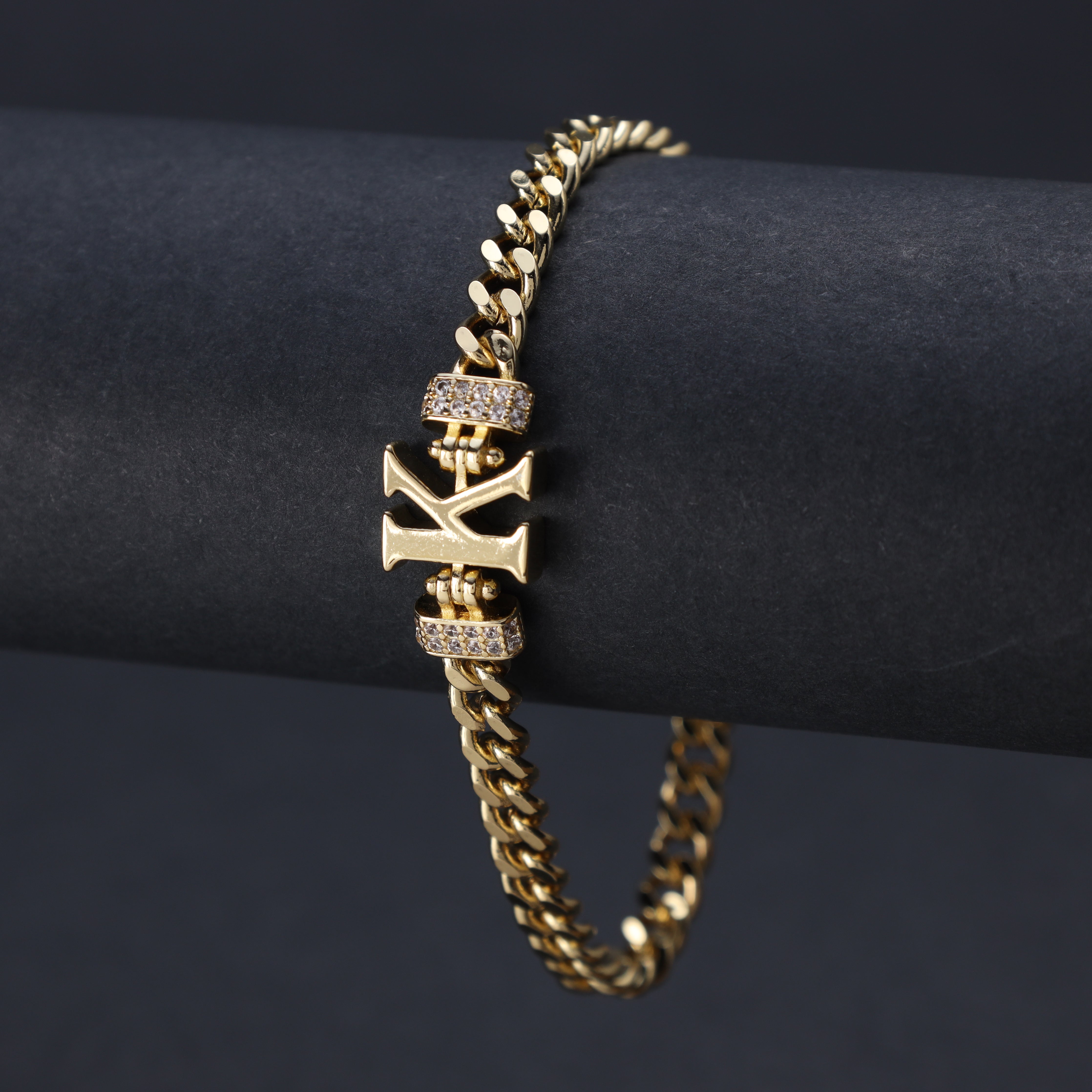 Damen Panzerkette Armband mit Buchstaben A-Z 18K Vergoldet - Taipan Schmuck