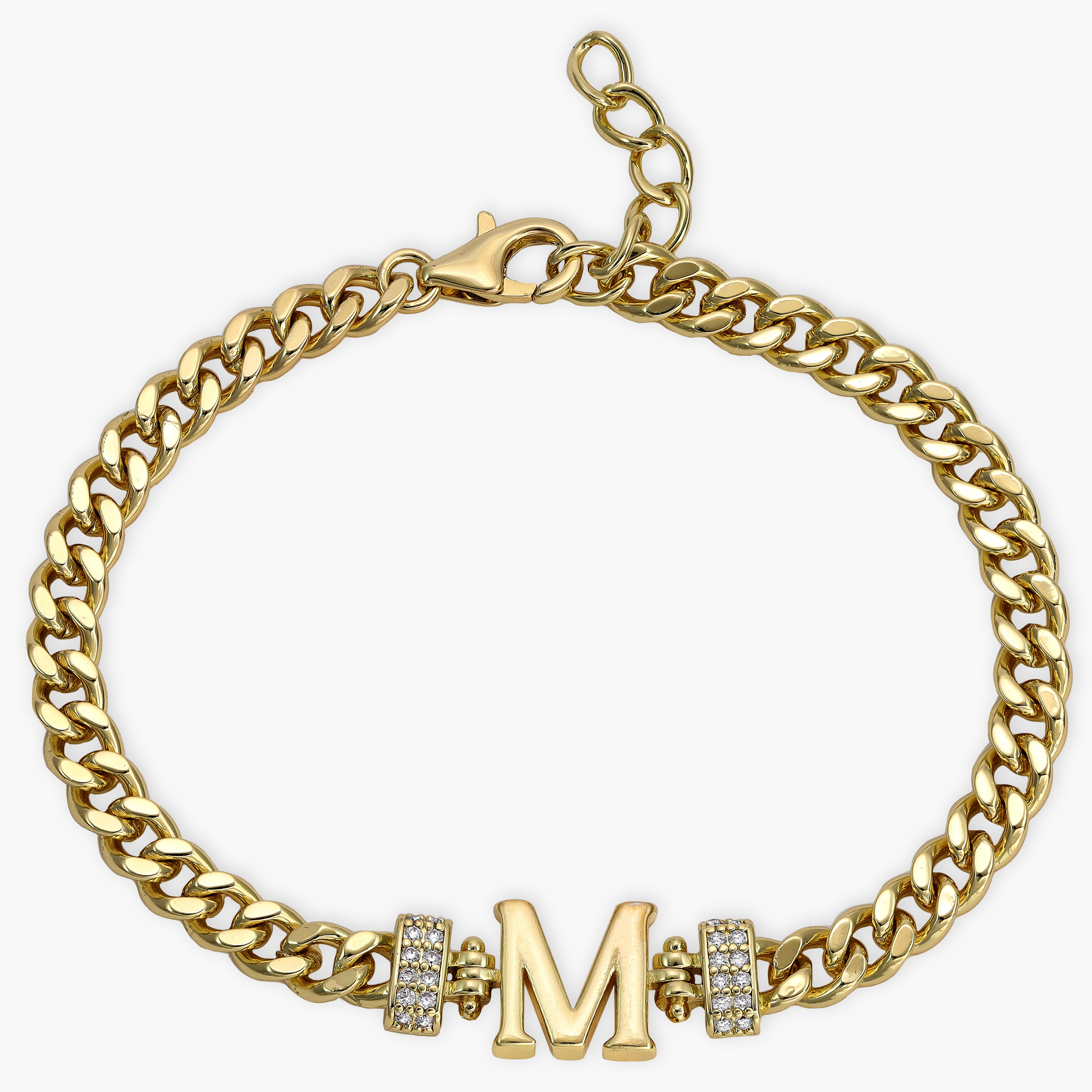 Damen Panzerkette Armband mit Buchstaben A-Z 18K Vergoldet - Taipan Schmuck