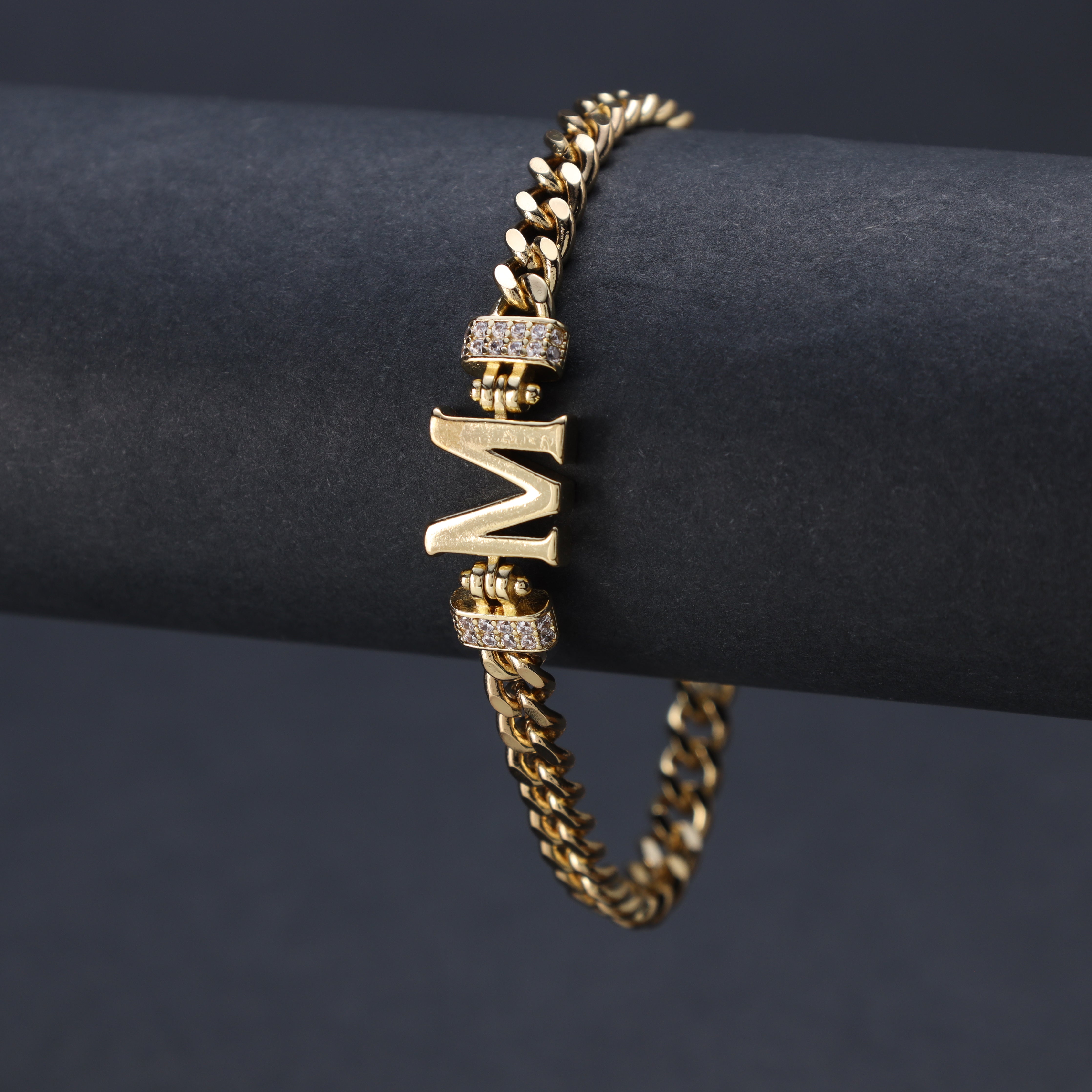 Damen Panzerkette Armband mit Buchstaben A-Z 18K Vergoldet - Taipan Schmuck