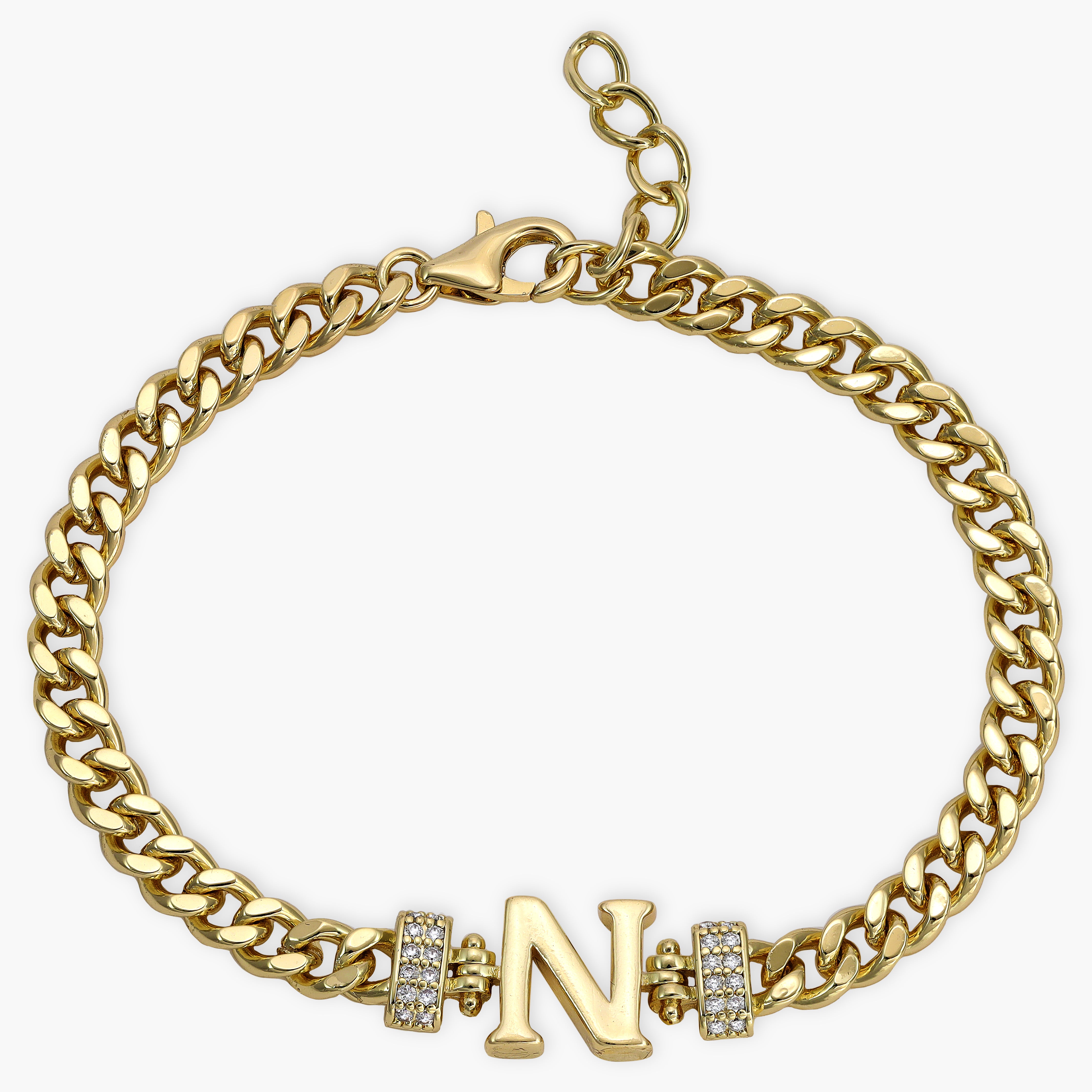 Damen Panzerkette Armband mit Buchstaben A-Z 18K Vergoldet - Taipan Schmuck