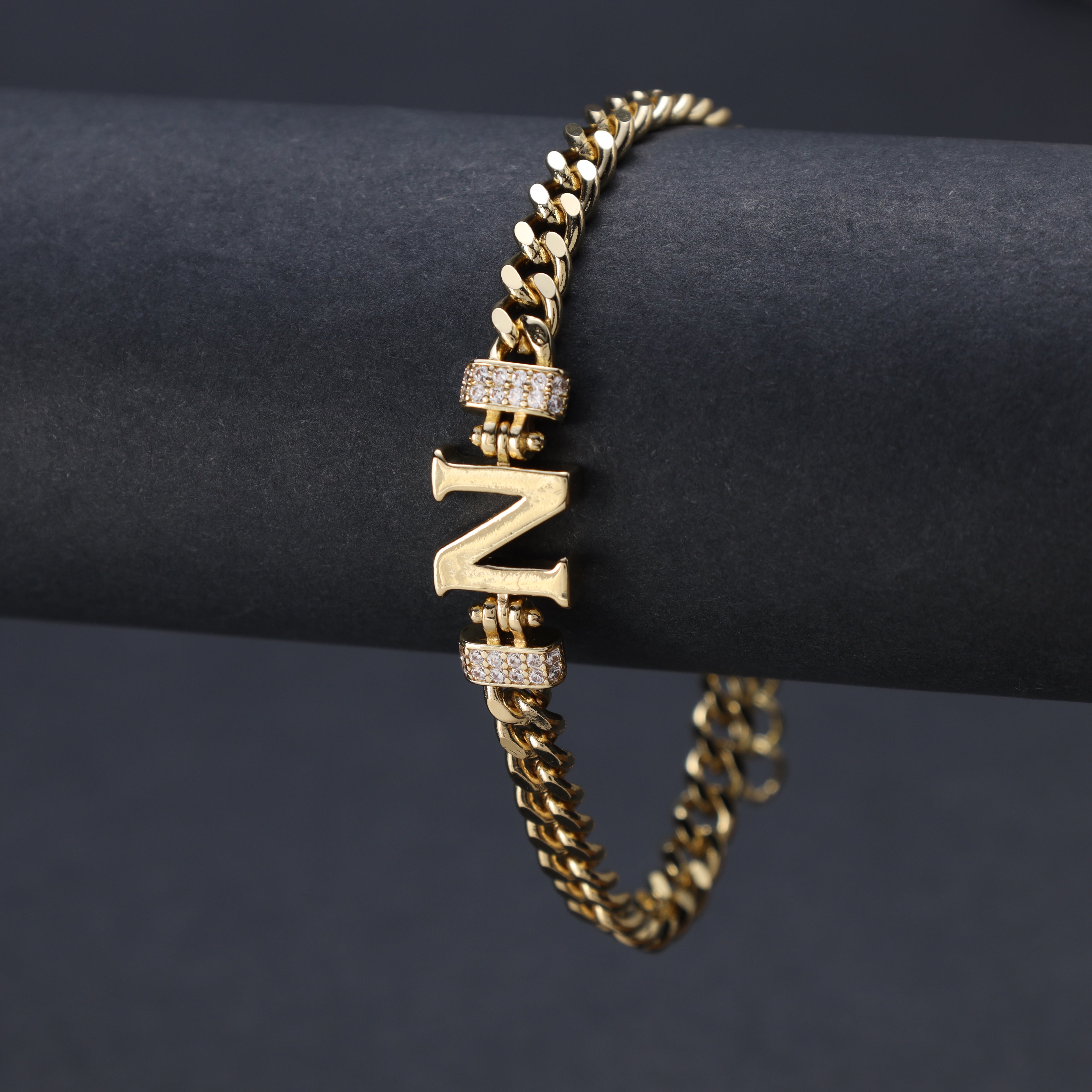 Damen Panzerkette Armband mit Buchstaben A-Z 18K Vergoldet - Taipan Schmuck