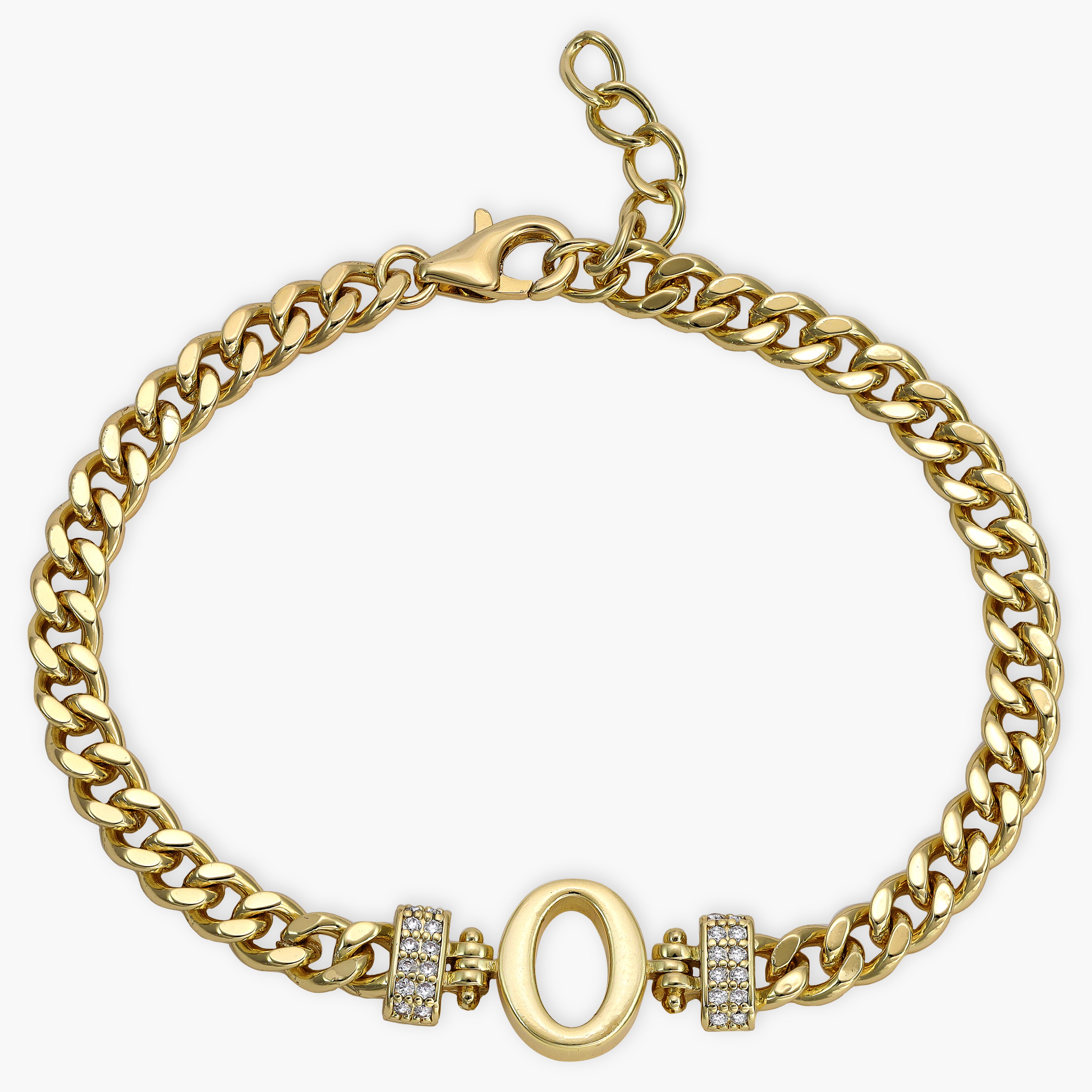 Damen Panzerkette Armband mit Buchstaben A-Z 18K Vergoldet - Taipan Schmuck