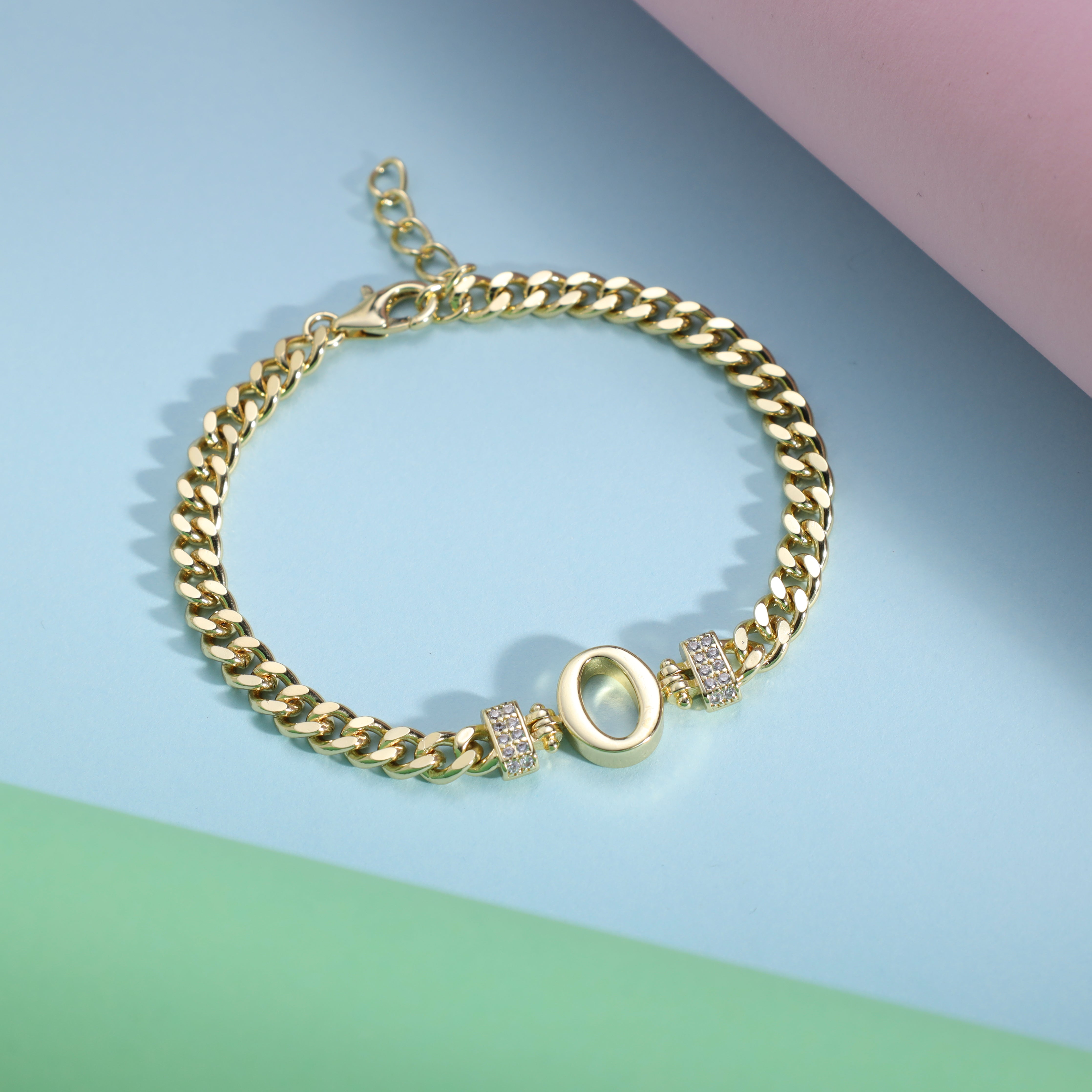 Damen Panzerkette Armband mit Buchstaben A-Z 18K Vergoldet - Taipan Schmuck