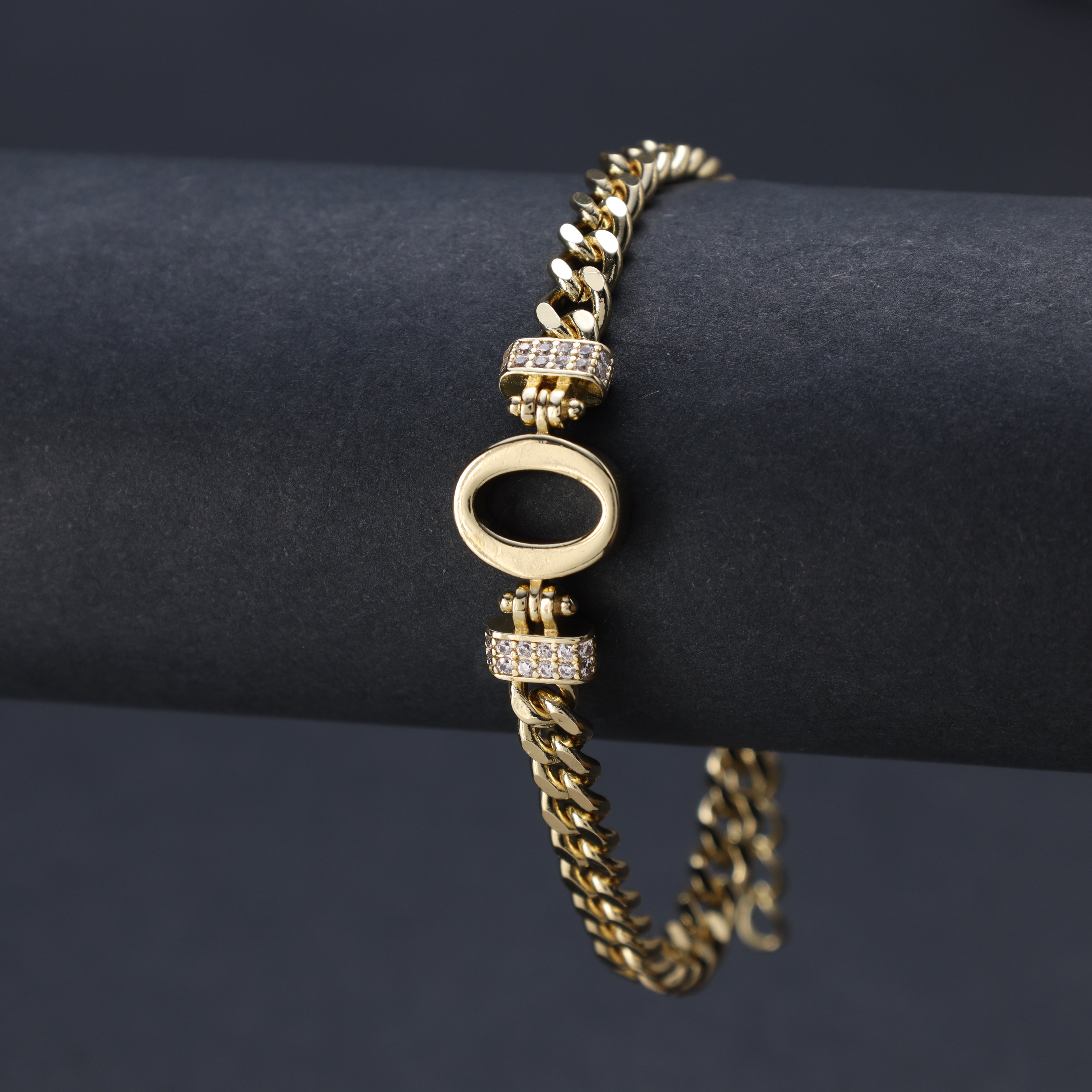 Damen Panzerkette Armband mit Buchstaben A-Z 18K Vergoldet - Taipan Schmuck