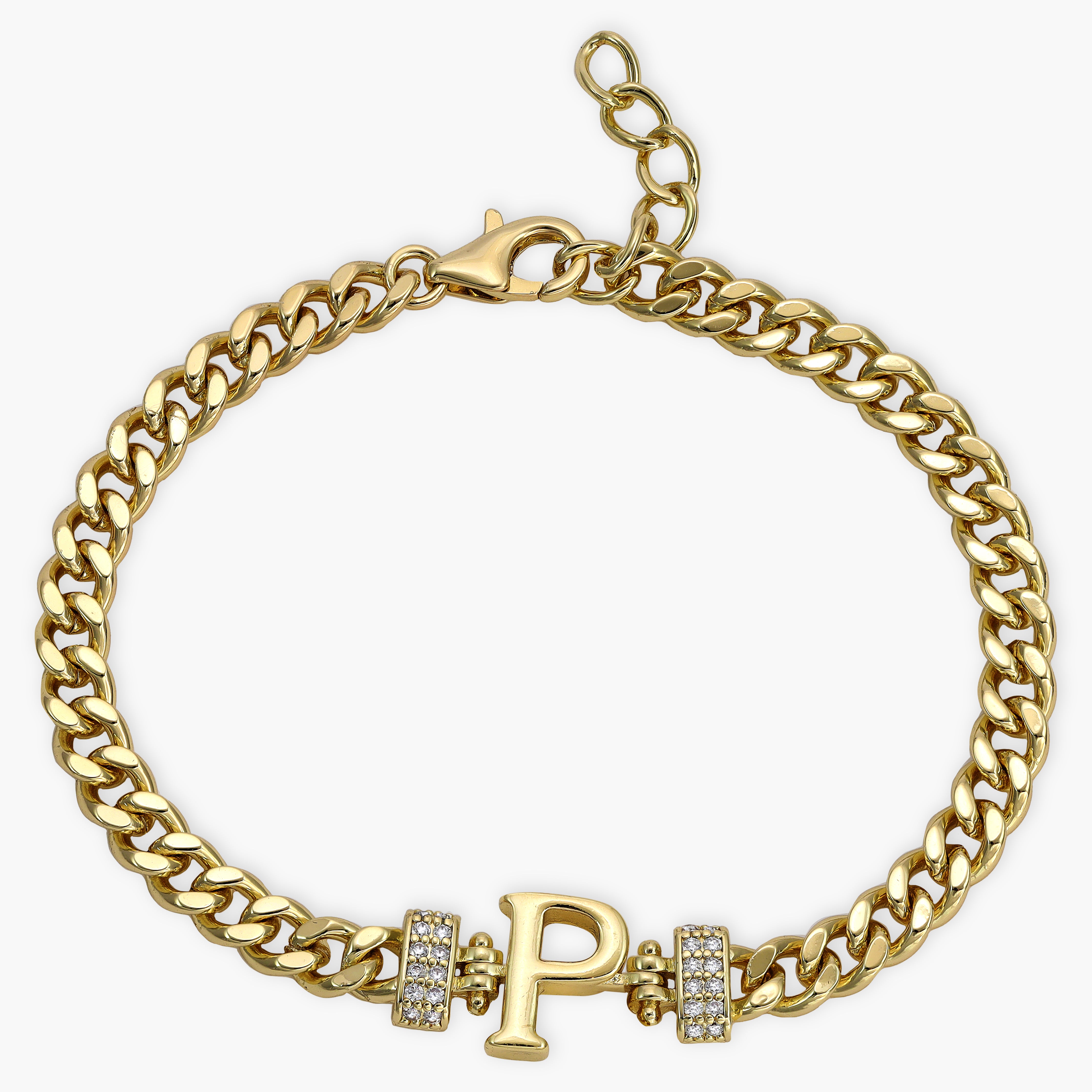 Damen Panzerkette Armband mit Buchstaben A-Z 18K Vergoldet - Taipan Schmuck