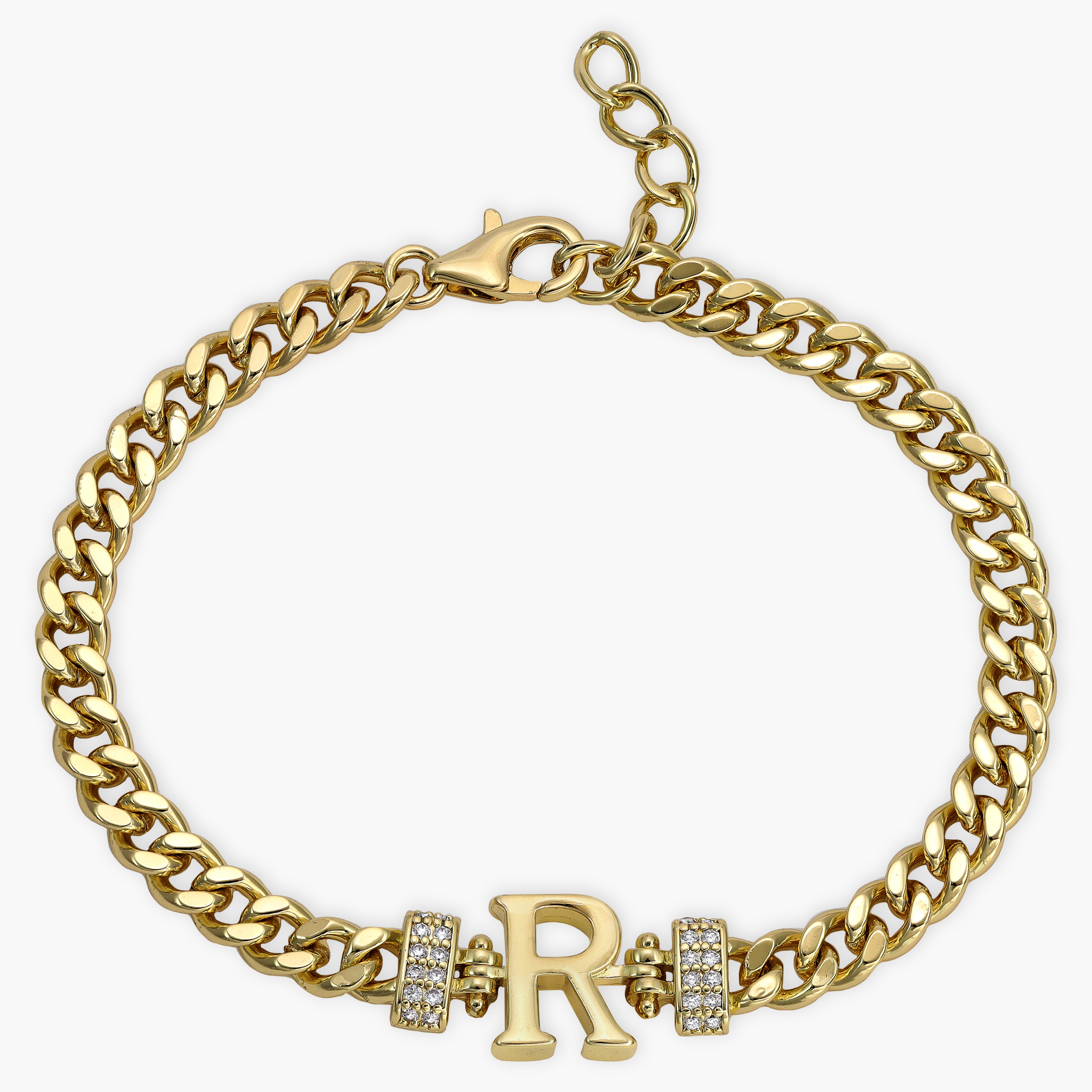 Damen Panzerkette Armband mit Buchstaben A-Z 18K Vergoldet - Taipan Schmuck