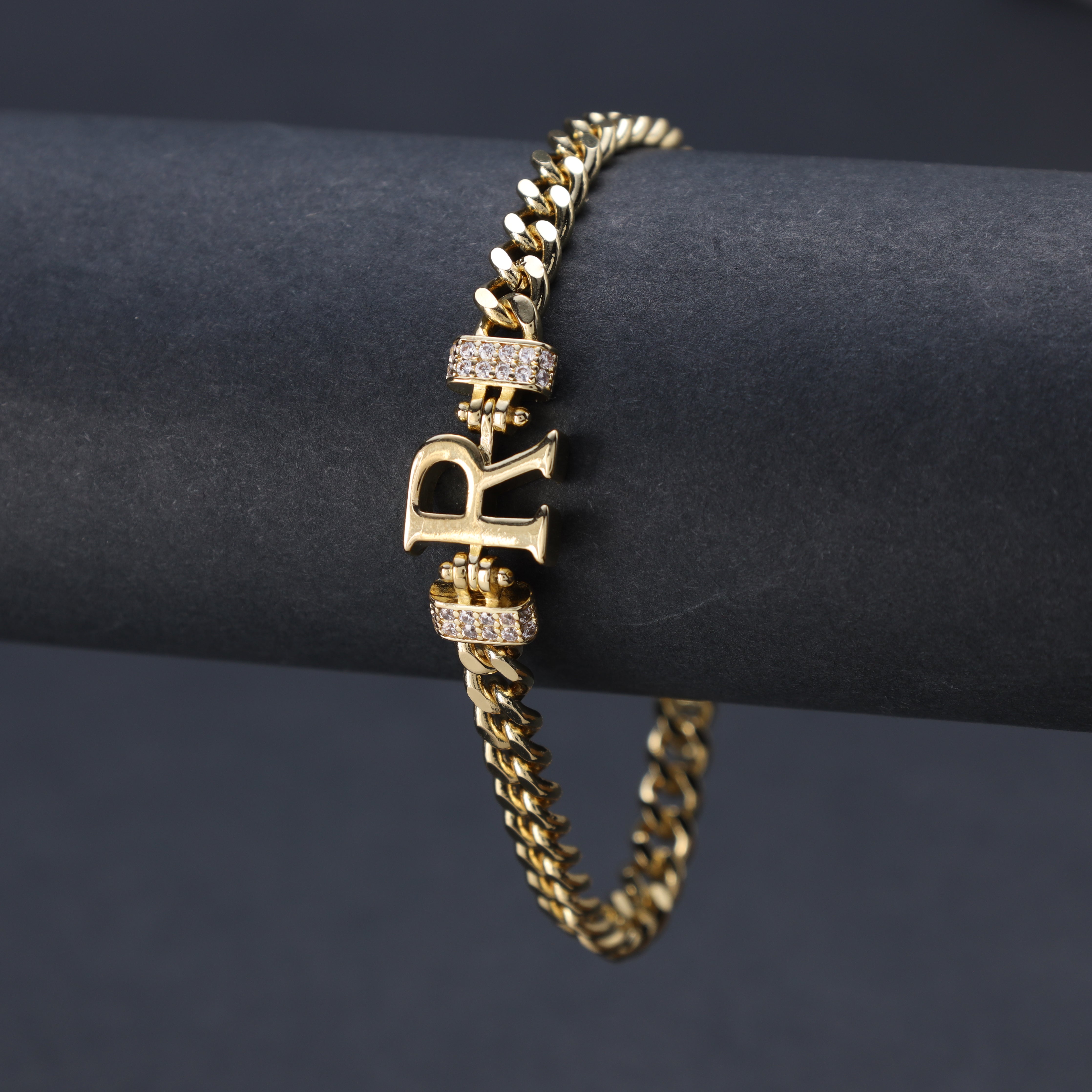 Damen Panzerkette Armband mit Buchstaben A-Z 18K Vergoldet - Taipan Schmuck