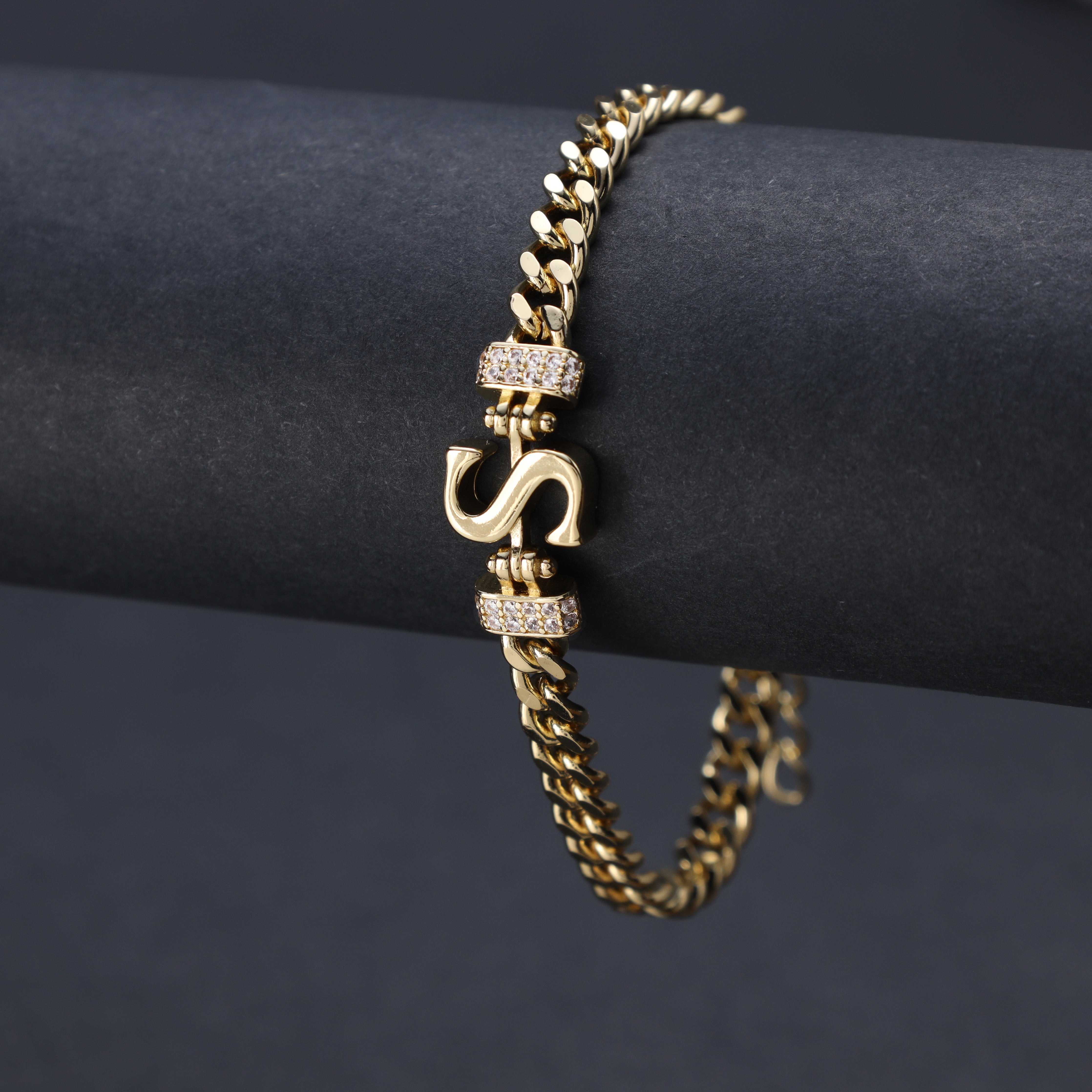 Damen Panzerkette Armband mit Buchstaben A-Z 18K Vergoldet - Taipan Schmuck