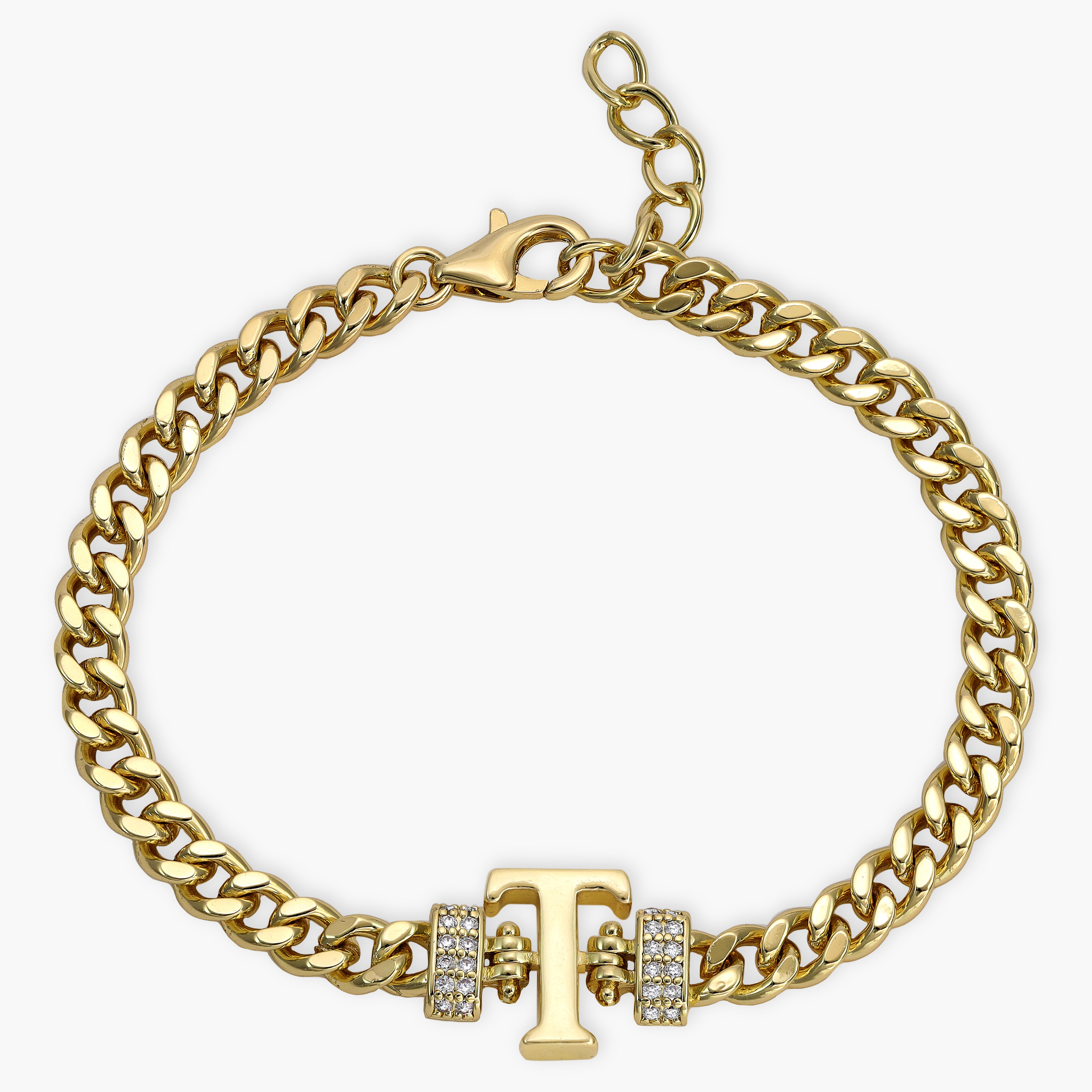 Damen Panzerkette Armband mit Buchstaben A-Z 18K Vergoldet - Taipan Schmuck