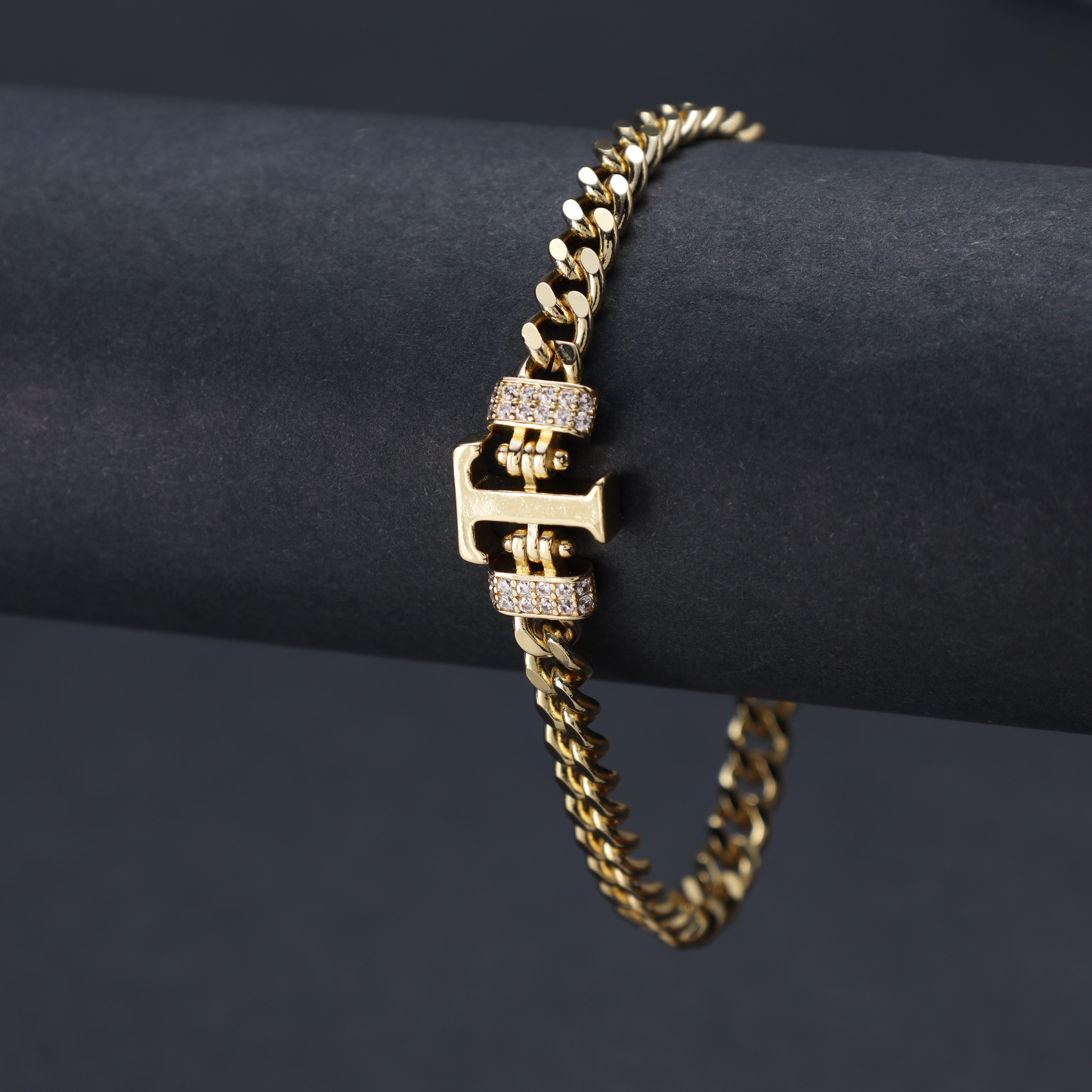 Damen Panzerkette Armband mit Buchstaben A-Z 18K Vergoldet - Taipan Schmuck
