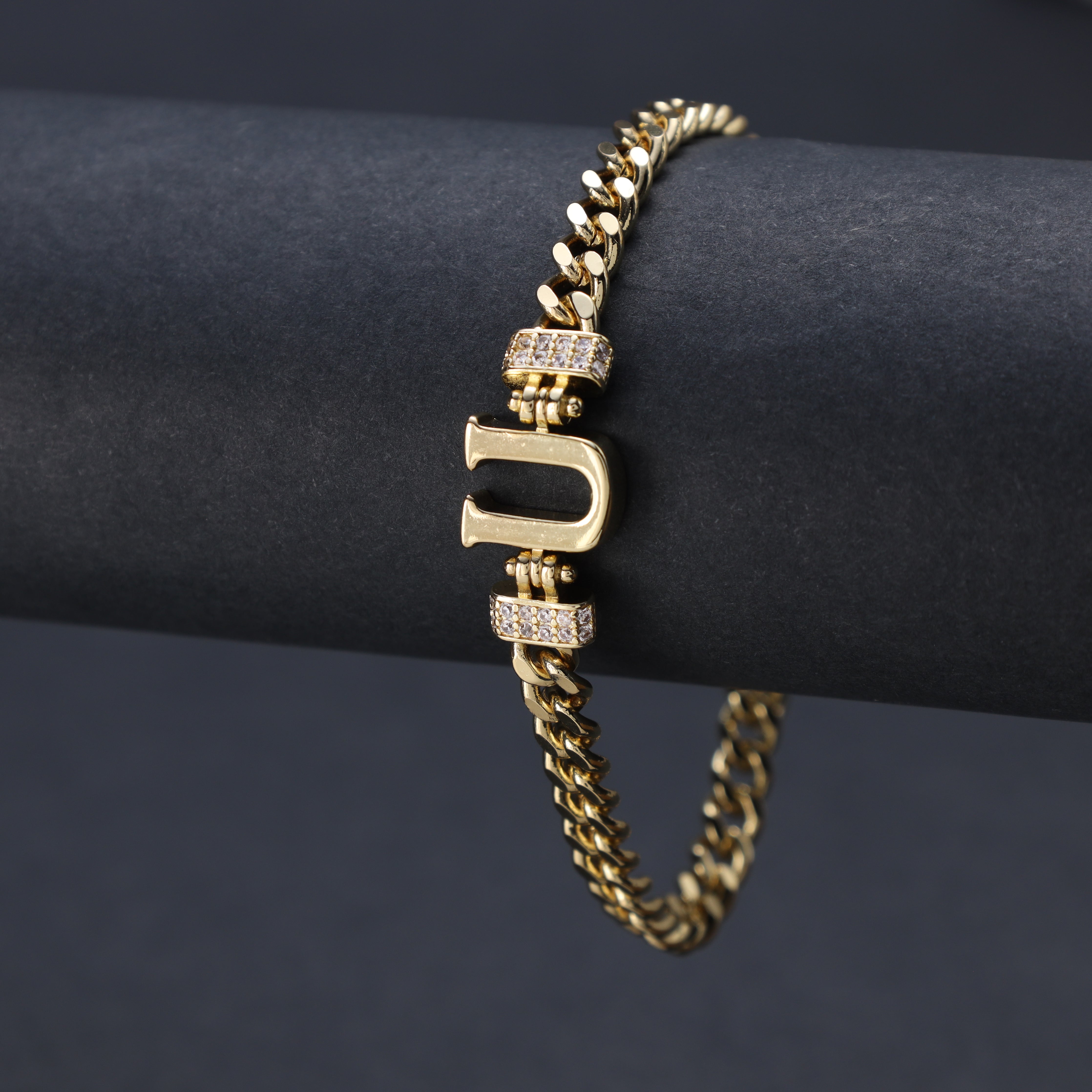 Damen Panzerkette Armband mit Buchstaben A-Z 18K Vergoldet - Taipan Schmuck