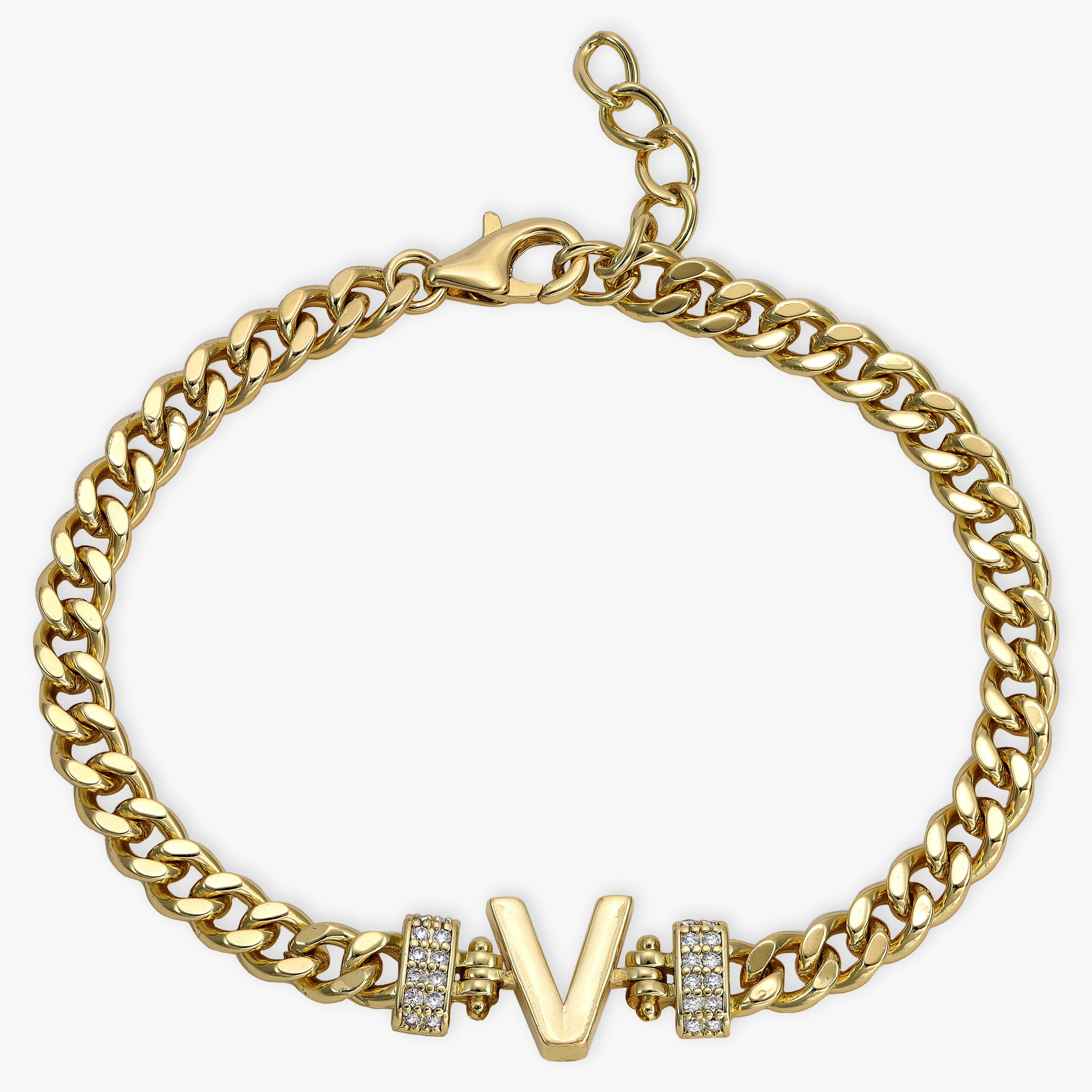 Damen Panzerkette Armband mit Buchstaben A-Z 18K Vergoldet - Taipan Schmuck