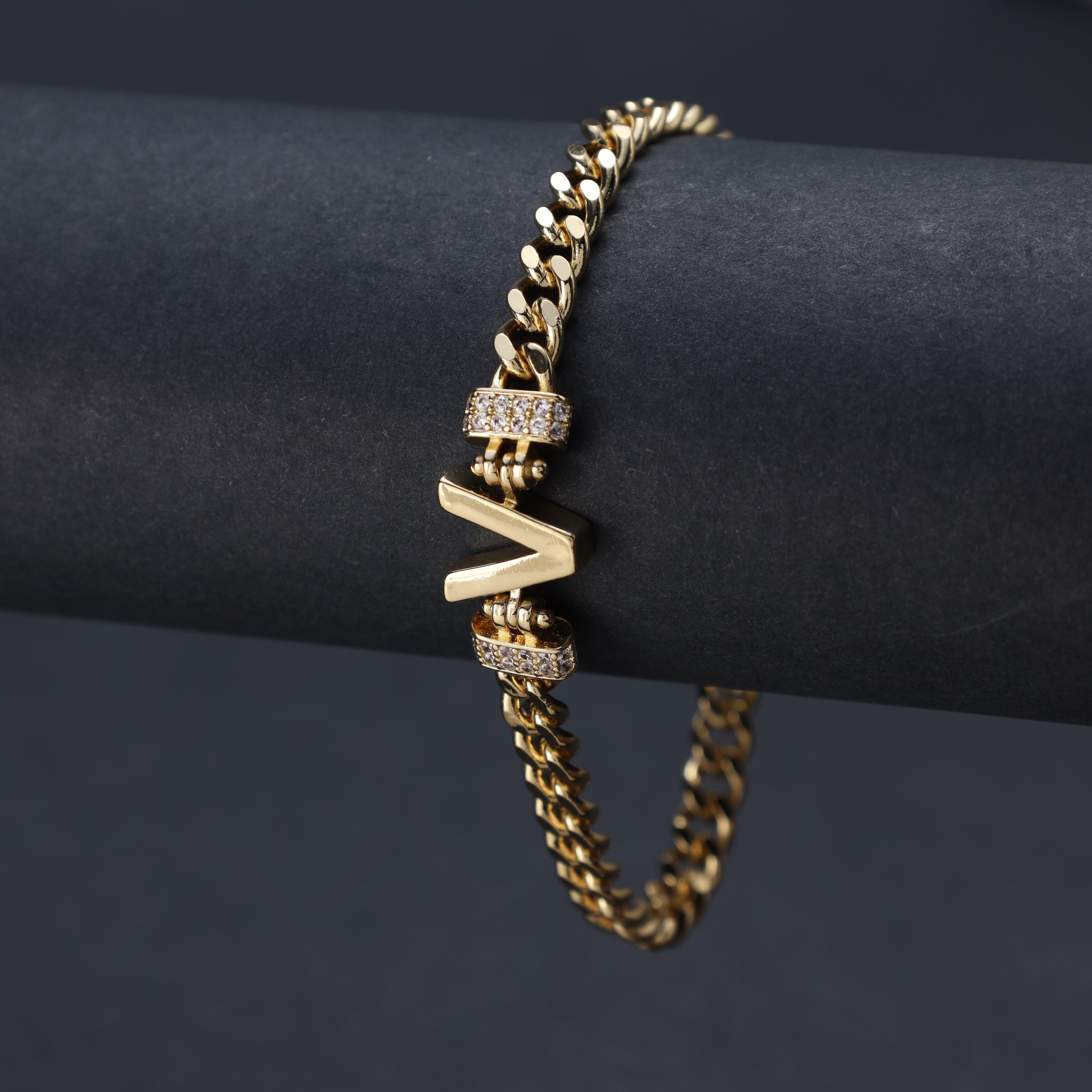 Damen Panzerkette Armband mit Buchstaben A-Z 18K Vergoldet - Taipan Schmuck