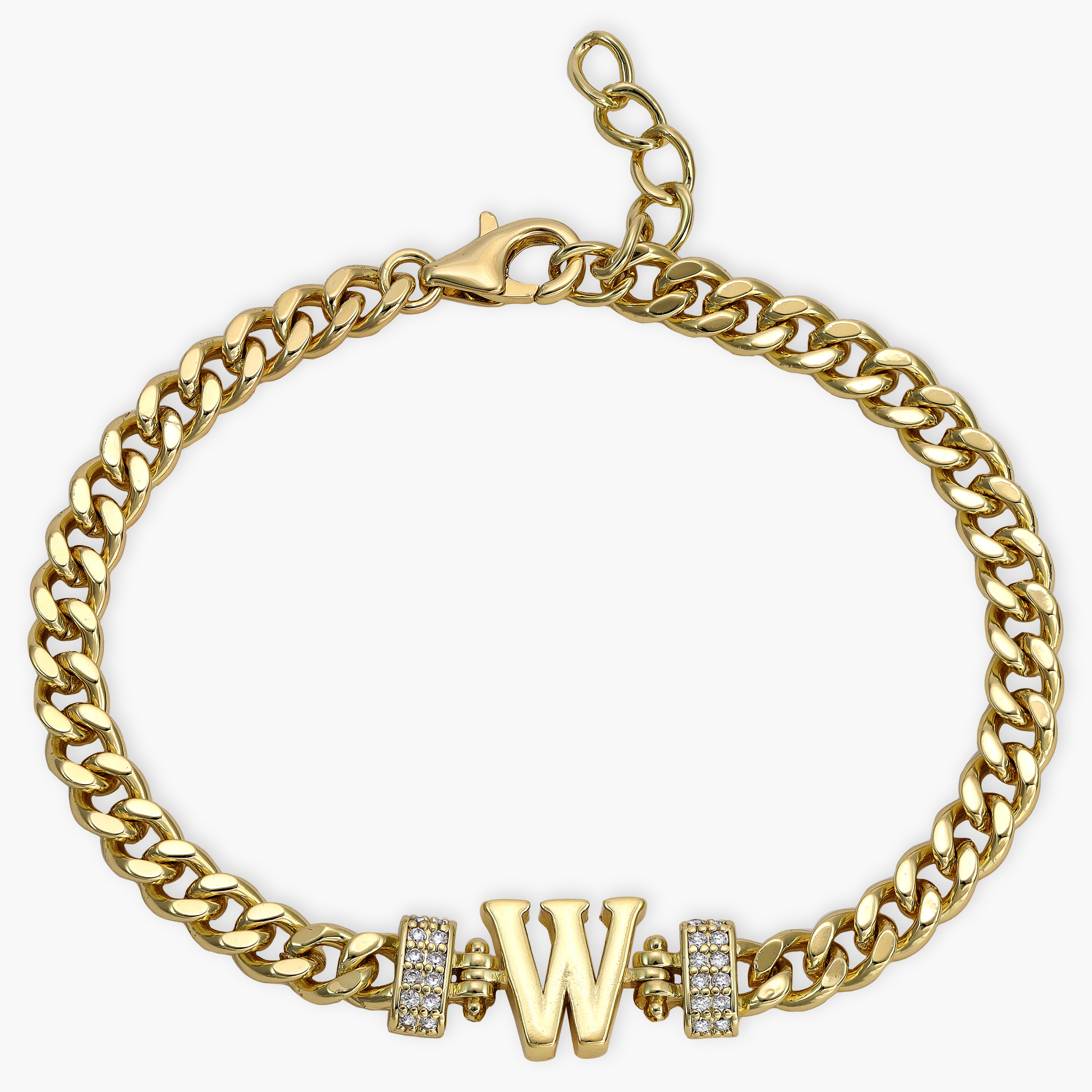 Damen Panzerkette Armband mit Buchstaben A-Z 18K Vergoldet - Taipan Schmuck