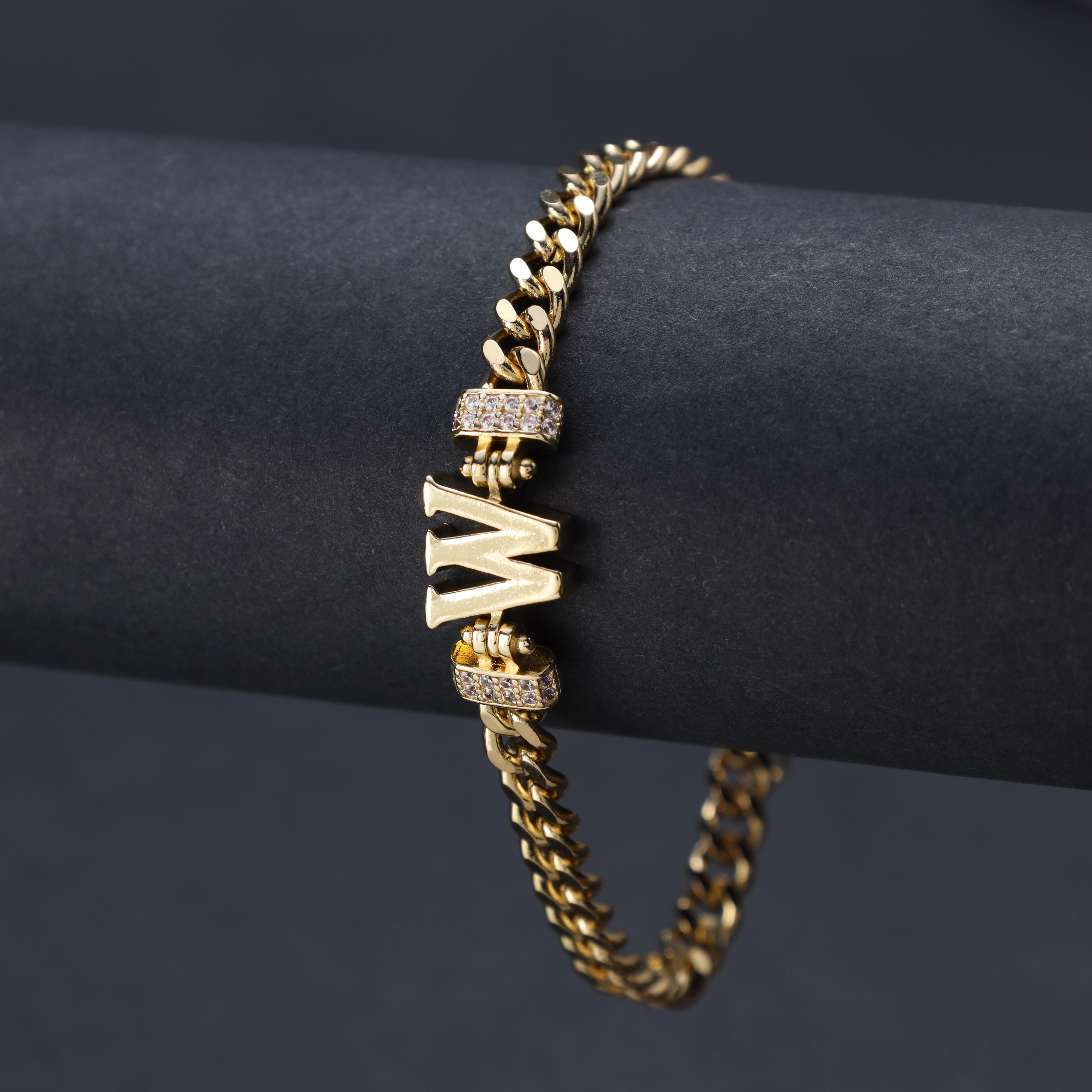 Damen Panzerkette Armband mit Buchstaben A-Z 18K Vergoldet - Taipan Schmuck