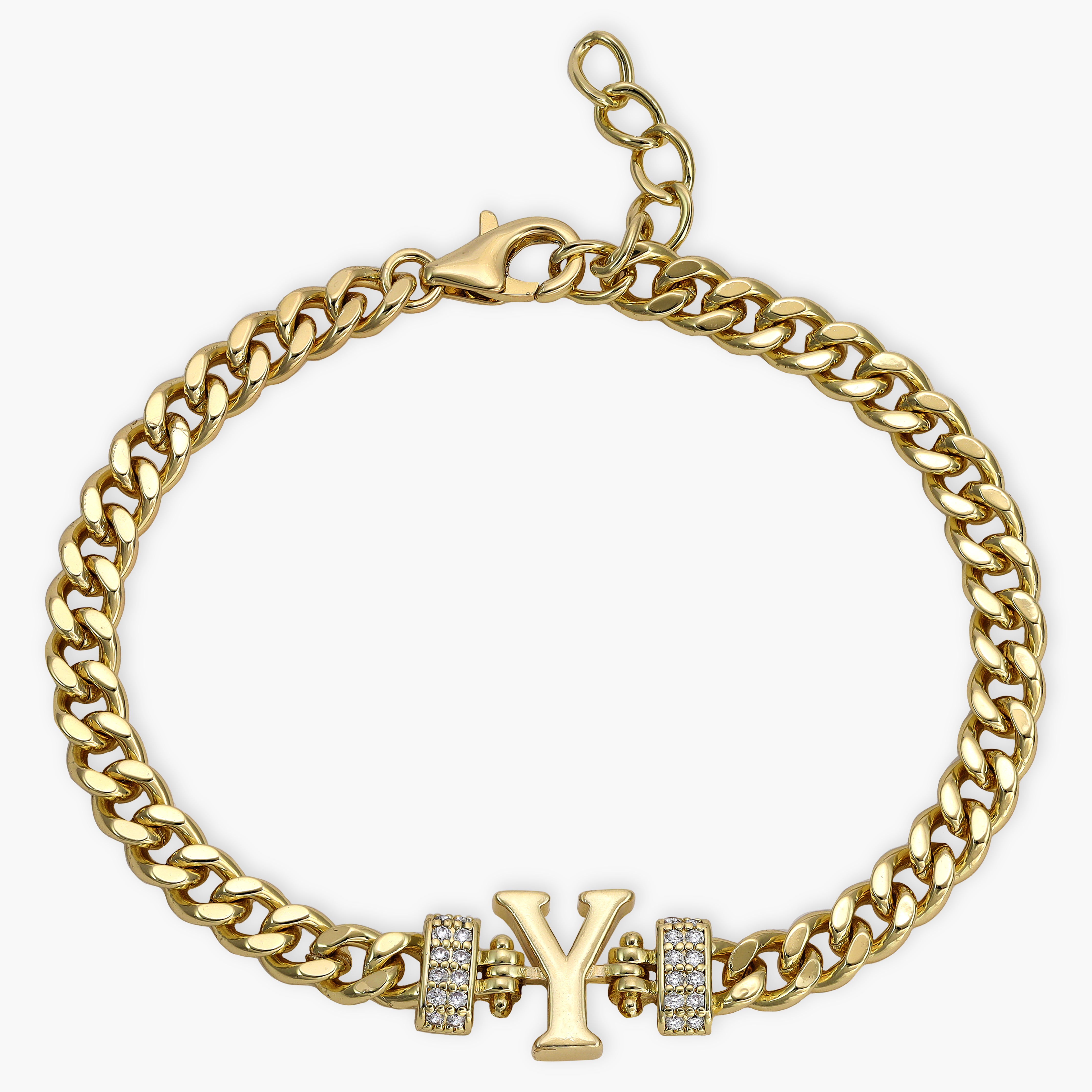 Damen Panzerkette Armband mit Buchstaben A-Z 18K Vergoldet - Taipan Schmuck