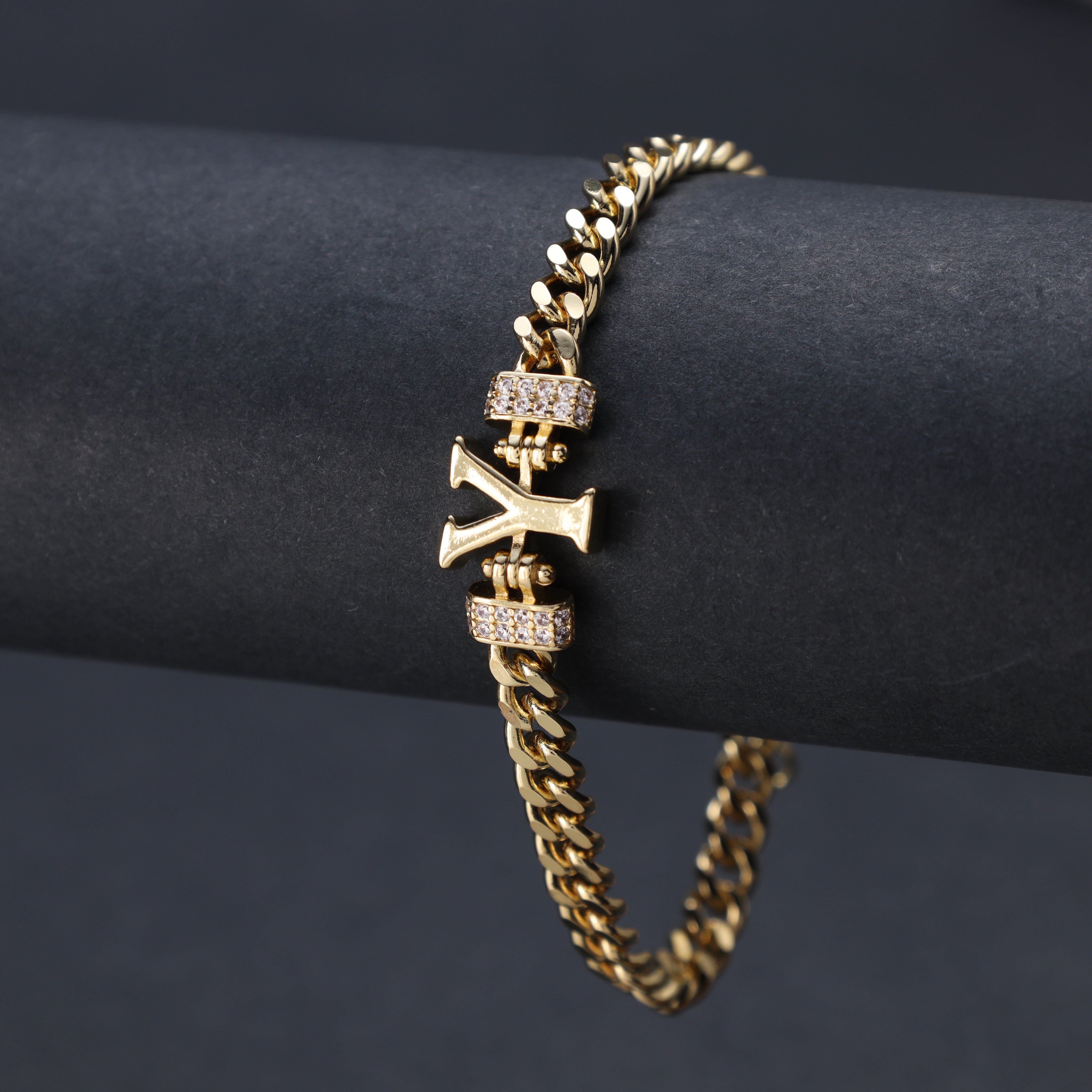 Damen Panzerkette Armband mit Buchstaben A-Z 18K Vergoldet - Taipan Schmuck