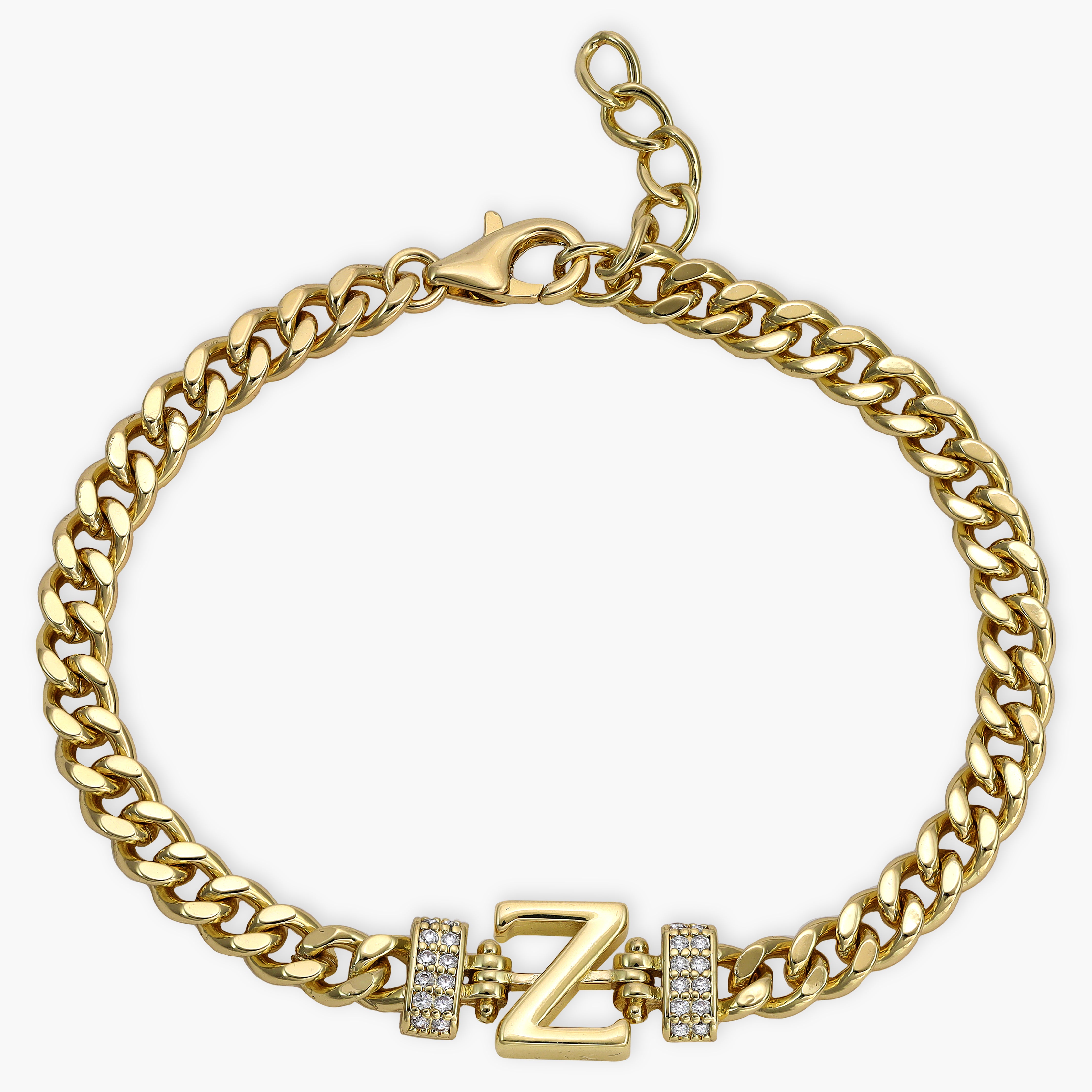 Damen Panzerkette Armband mit Buchstaben A-Z 18K Vergoldet - Taipan Schmuck