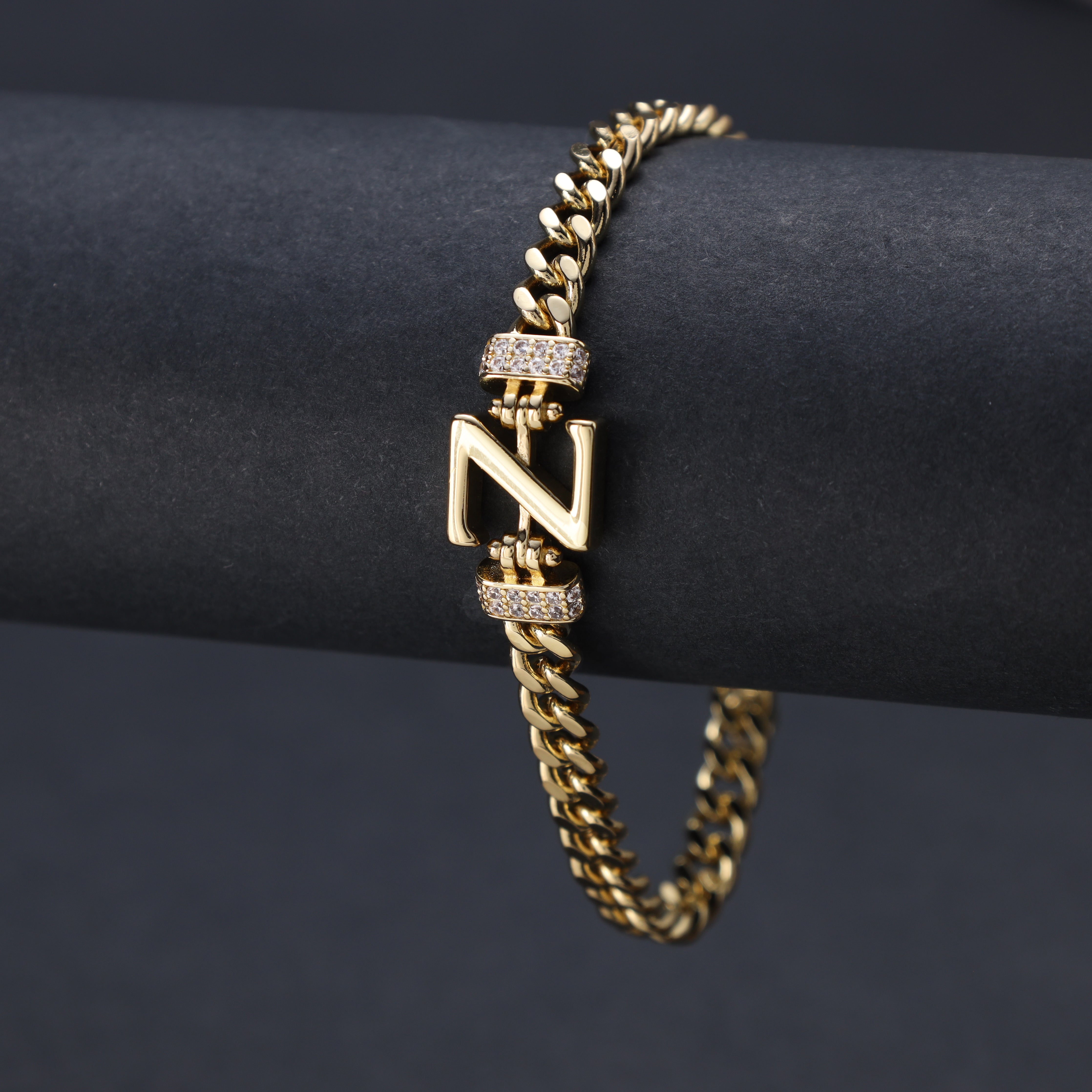 Damen Panzerkette Armband mit Buchstaben A-Z 18K Vergoldet - Taipan Schmuck