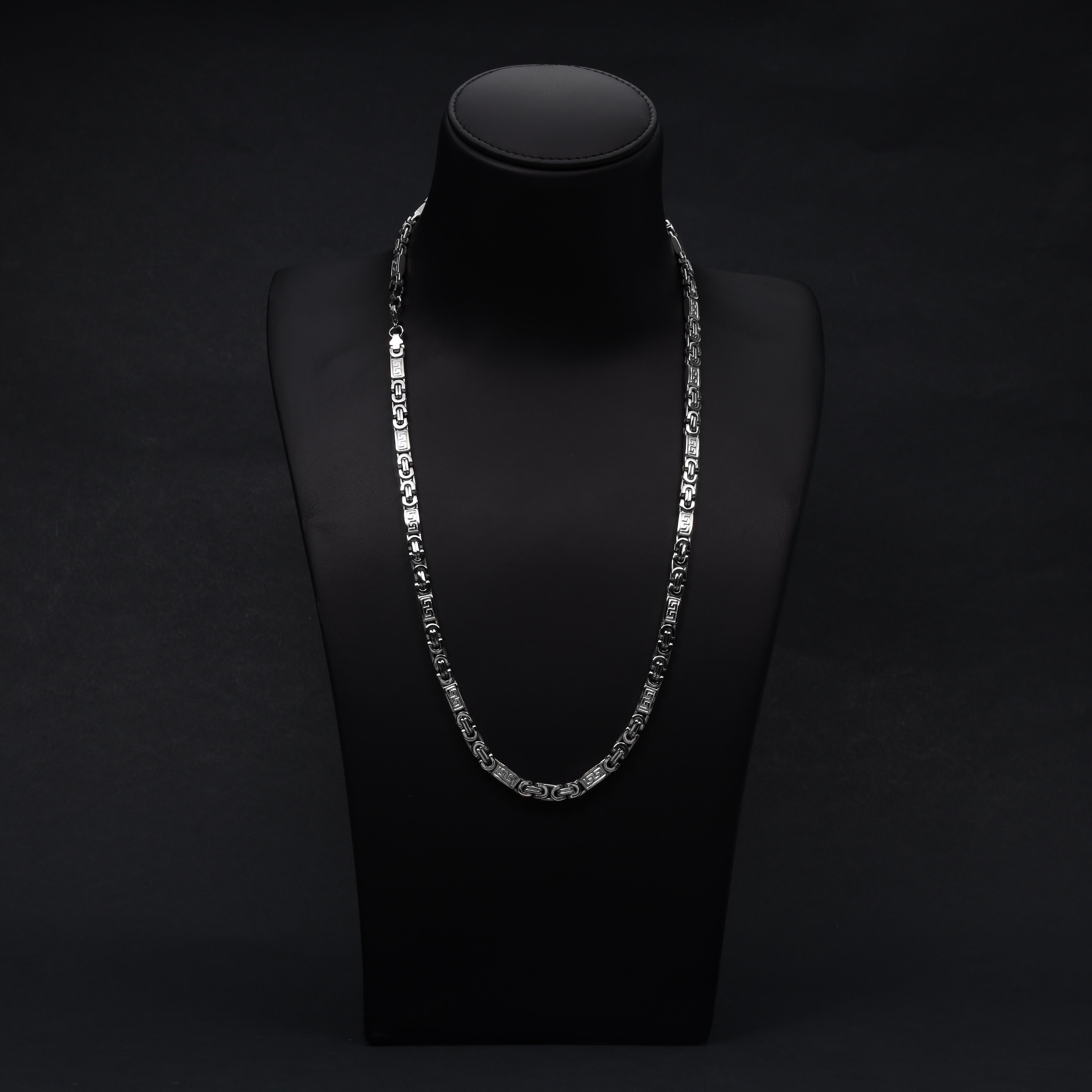 6mm Etrusker flache Königskette mit Blöcken 60cm aus Edelstahl - Taipan Schmuck