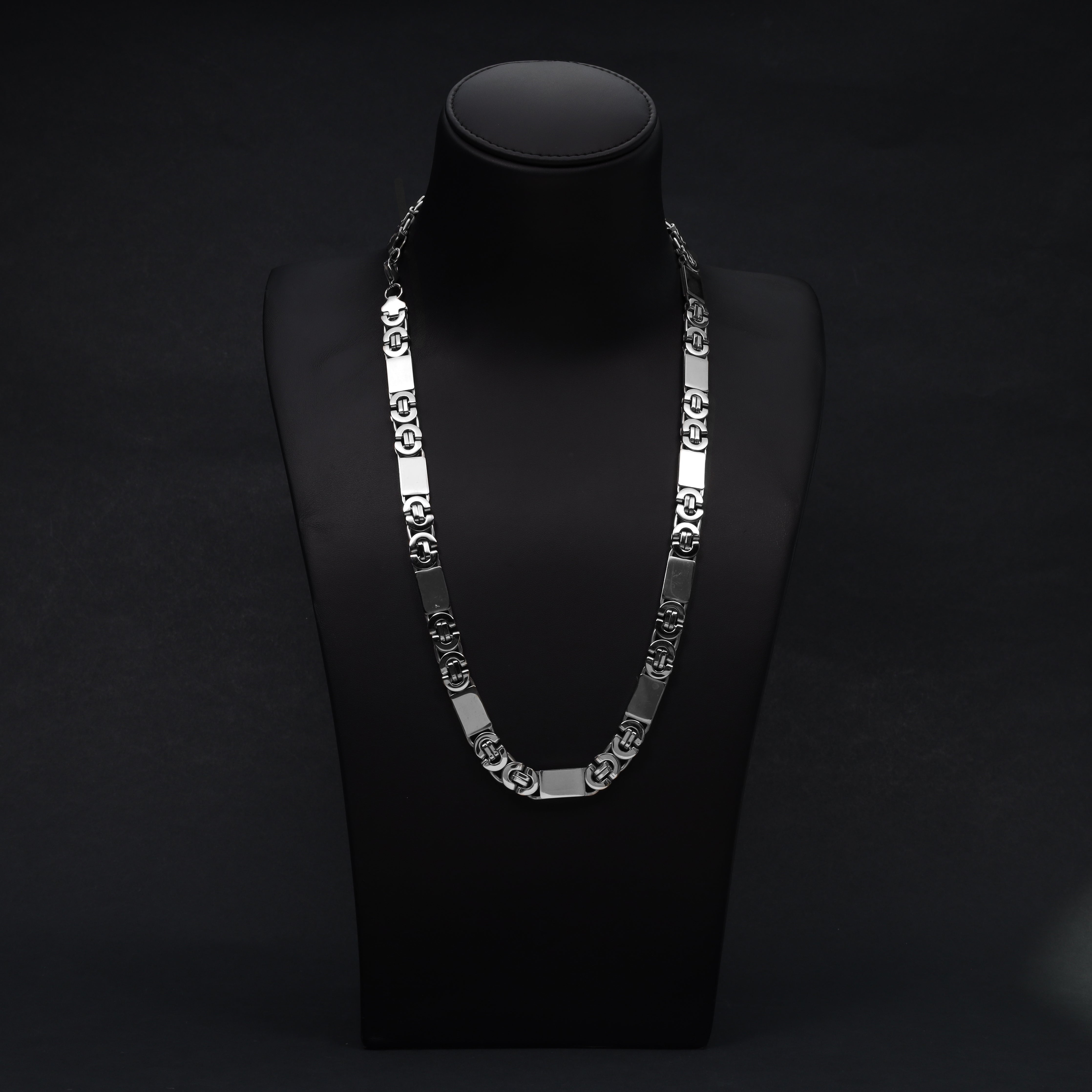 11mm Etrusker flache Königskette mit Blöcken 60cm aus Edelstahl - Taipan Schmuck