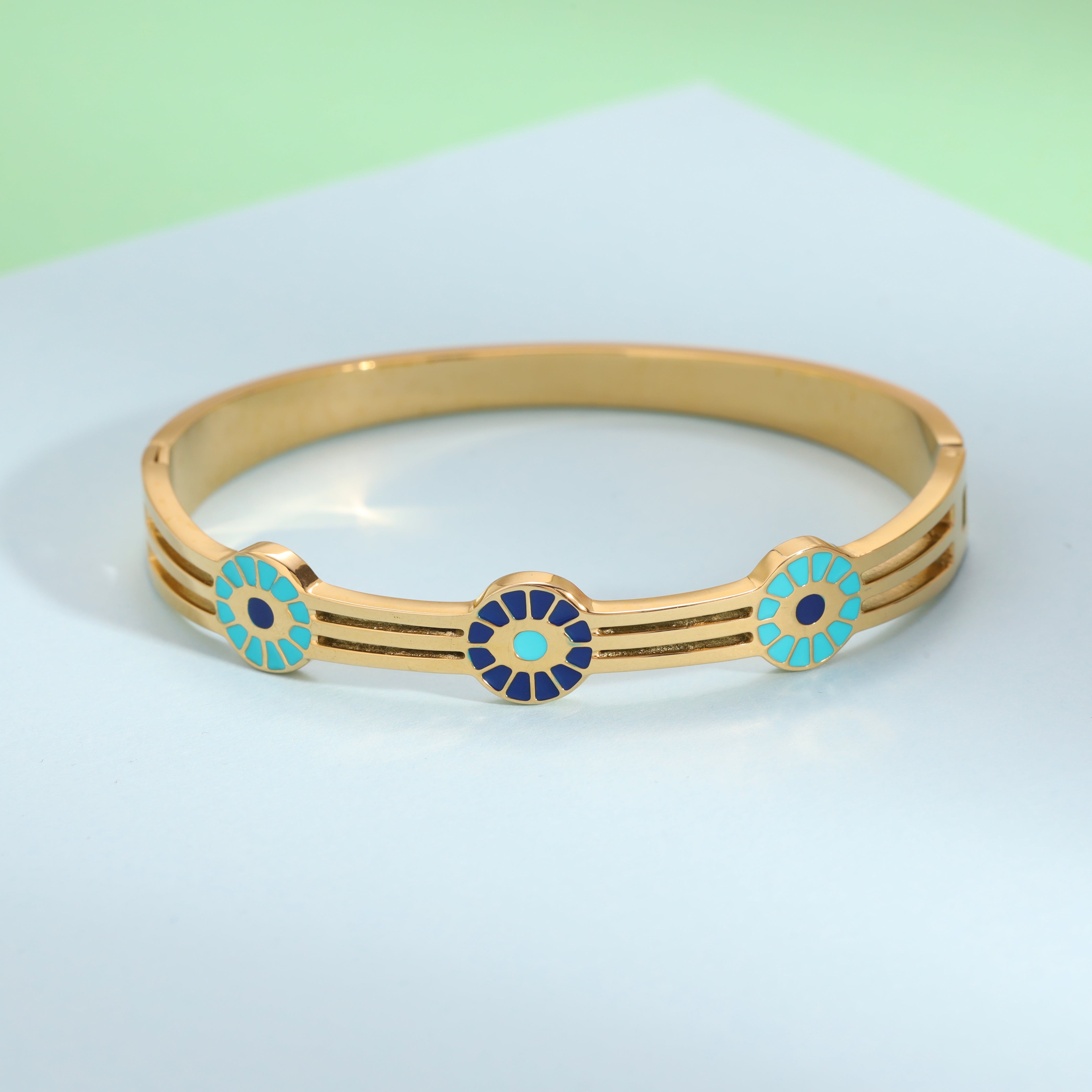 7mm Damen Armreifen Armband aus Edelstahl 18K Vergoldet - Taipan Schmuck