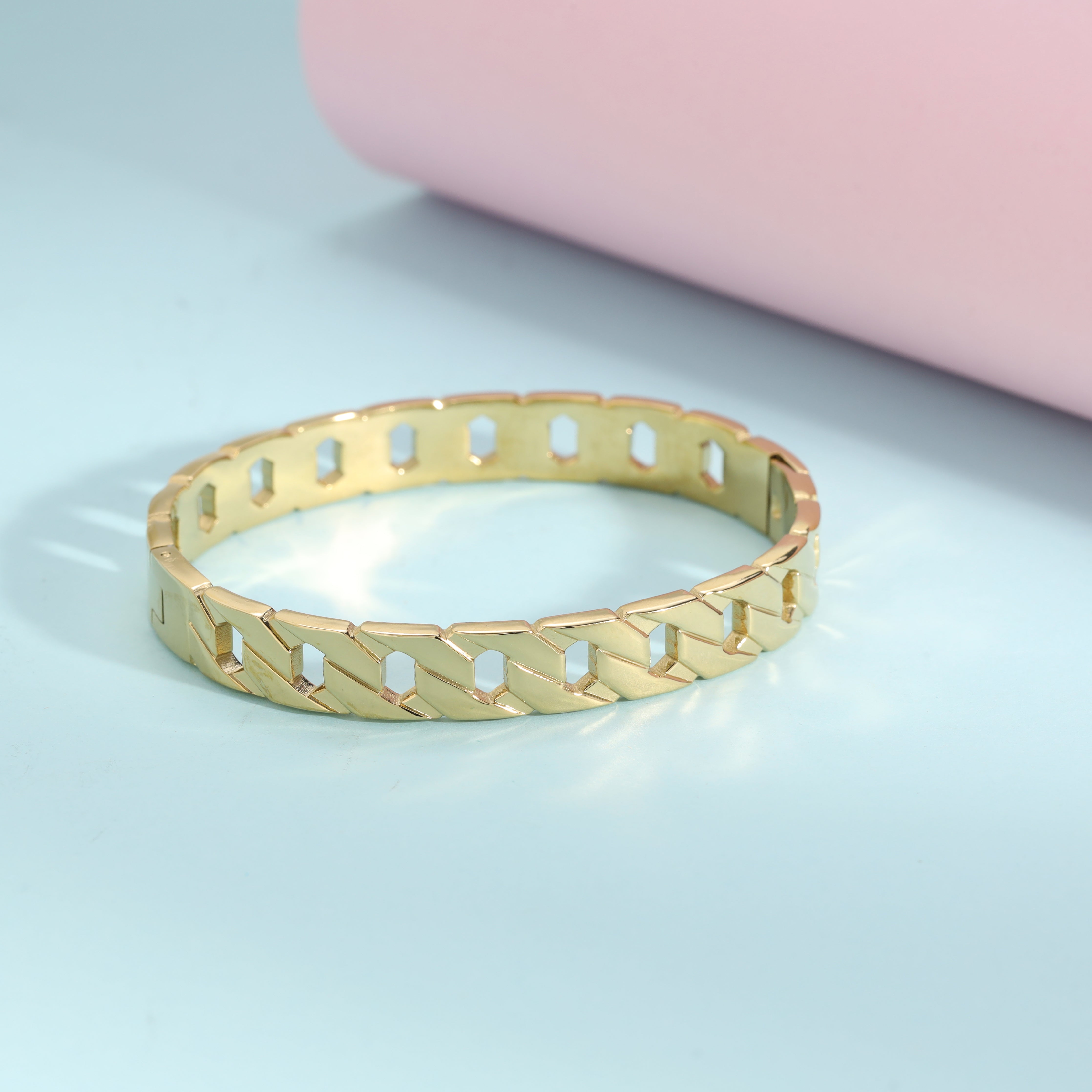 8mm Damen Armreifen Armband aus Edelstahl 18K Vergoldet - Taipan Schmuck