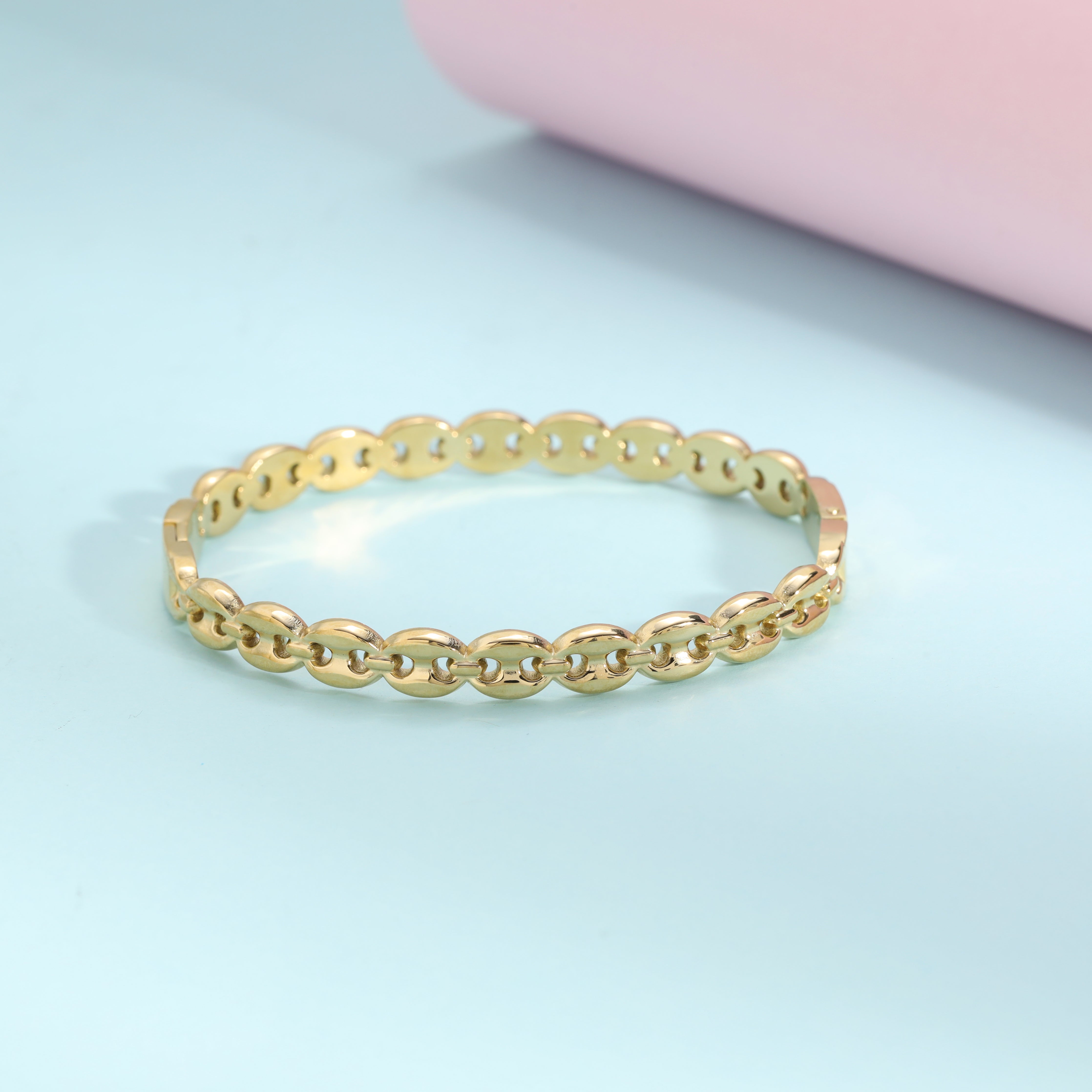 6mm Damen Armreifen Armband aus Edelstahl 18K Vergoldet - Taipan Schmuck