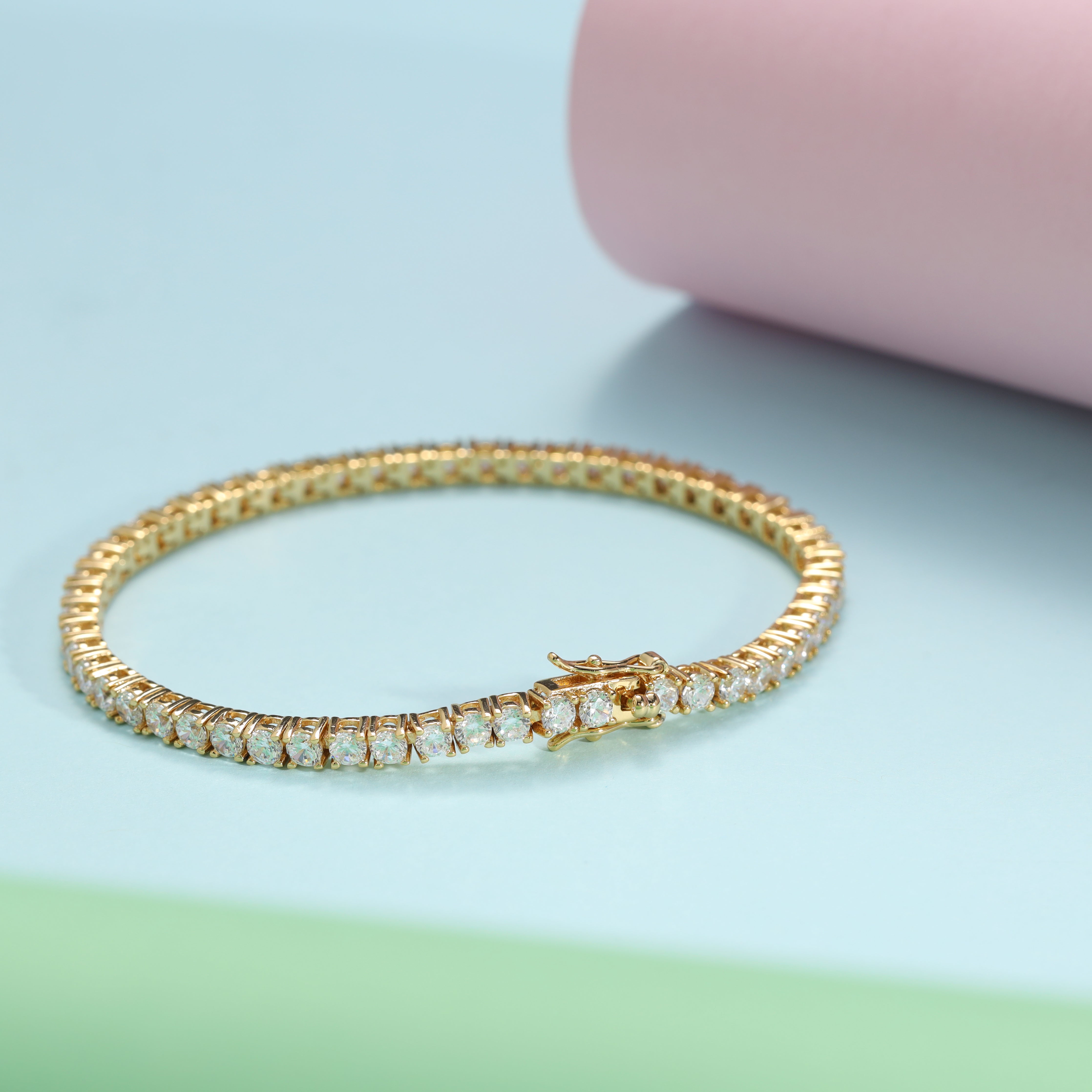 Tennis Chain Armband 3mm aus Edelstahl 18K Vergoldet - Taipan Schmuck