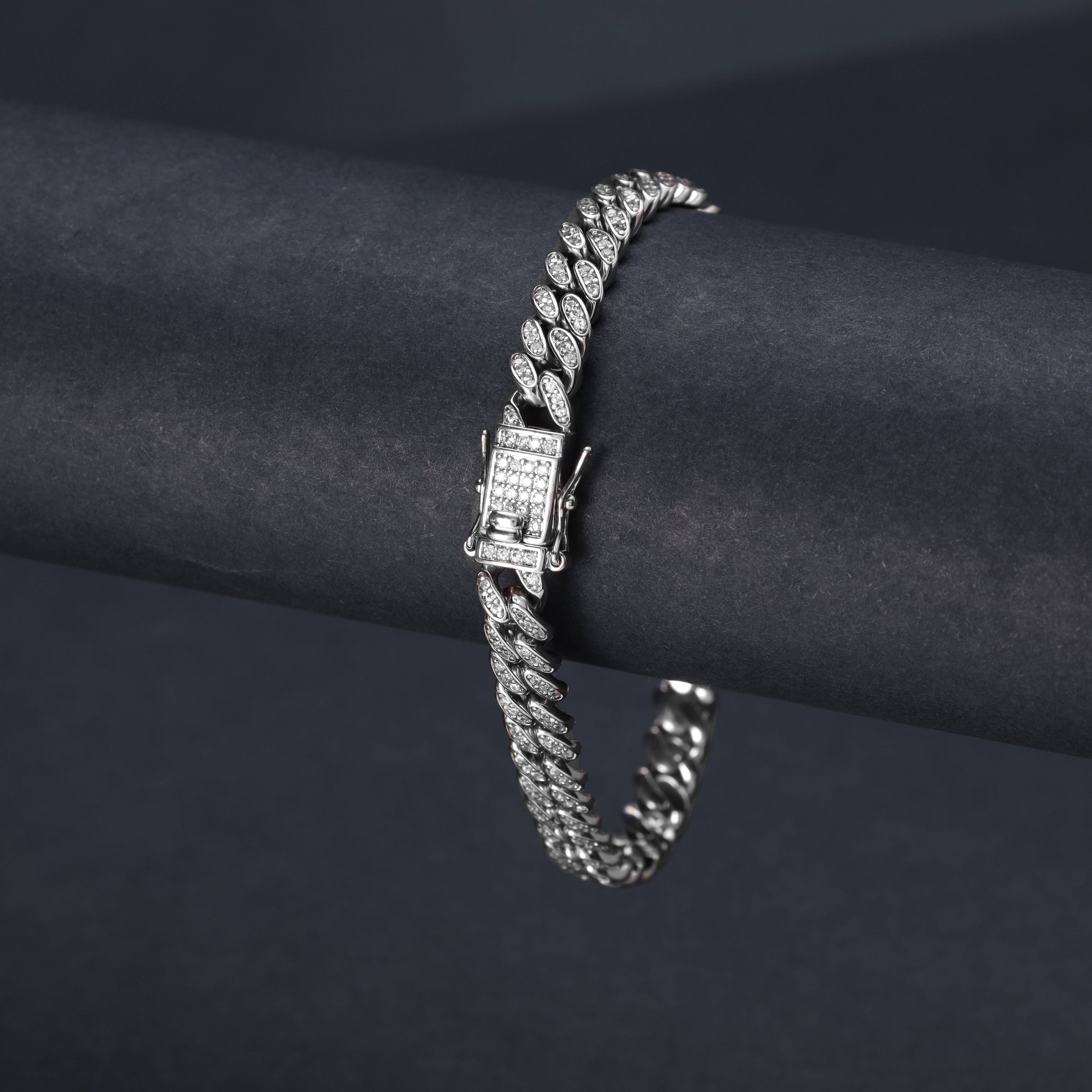 Iced out stil Miami Cuban Armband 6mm aus Edelstahl - Taipan Schmuck