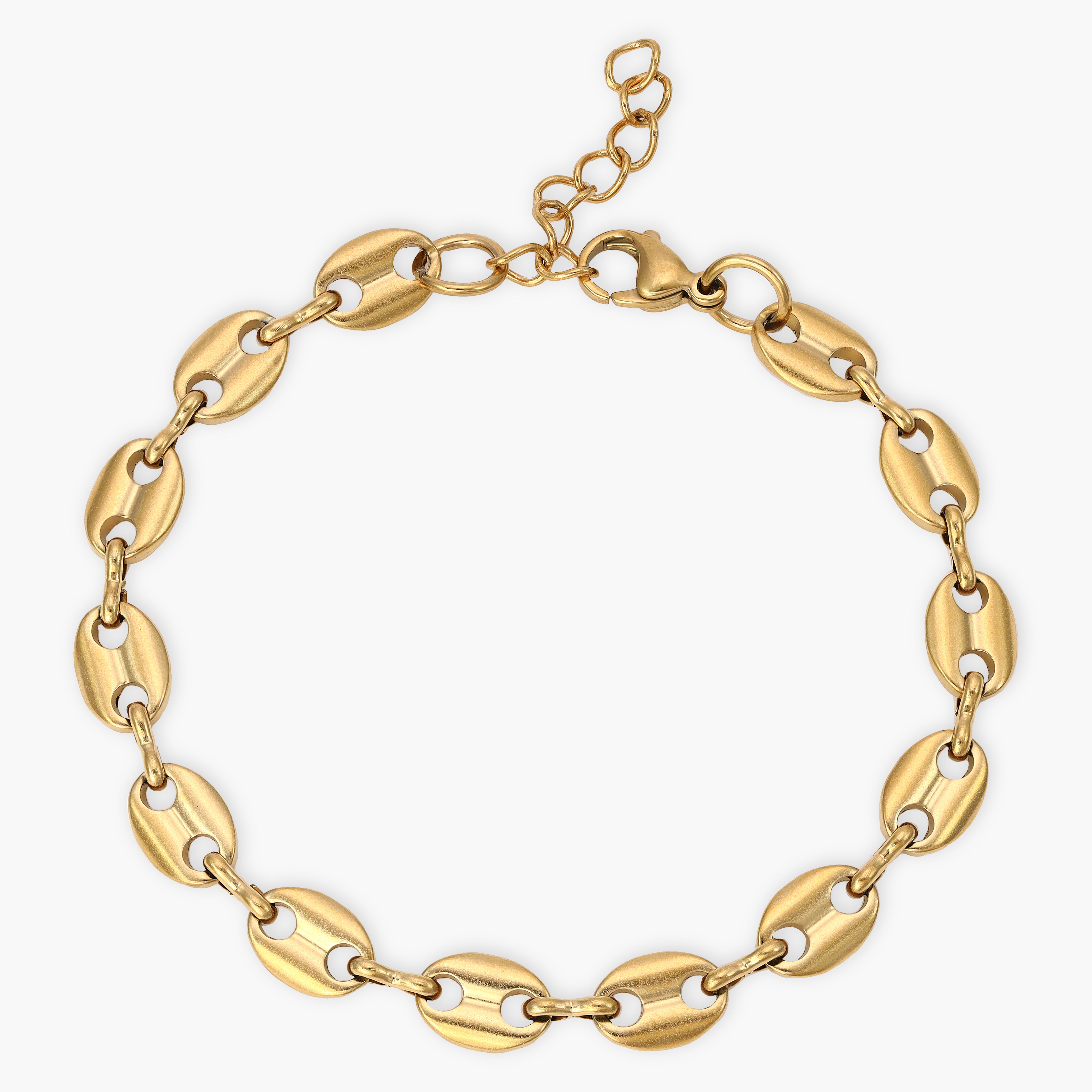 Bohnenkette Armband 8mm aus Edelstahl 18K Vergoldet - Taipan Schmuck