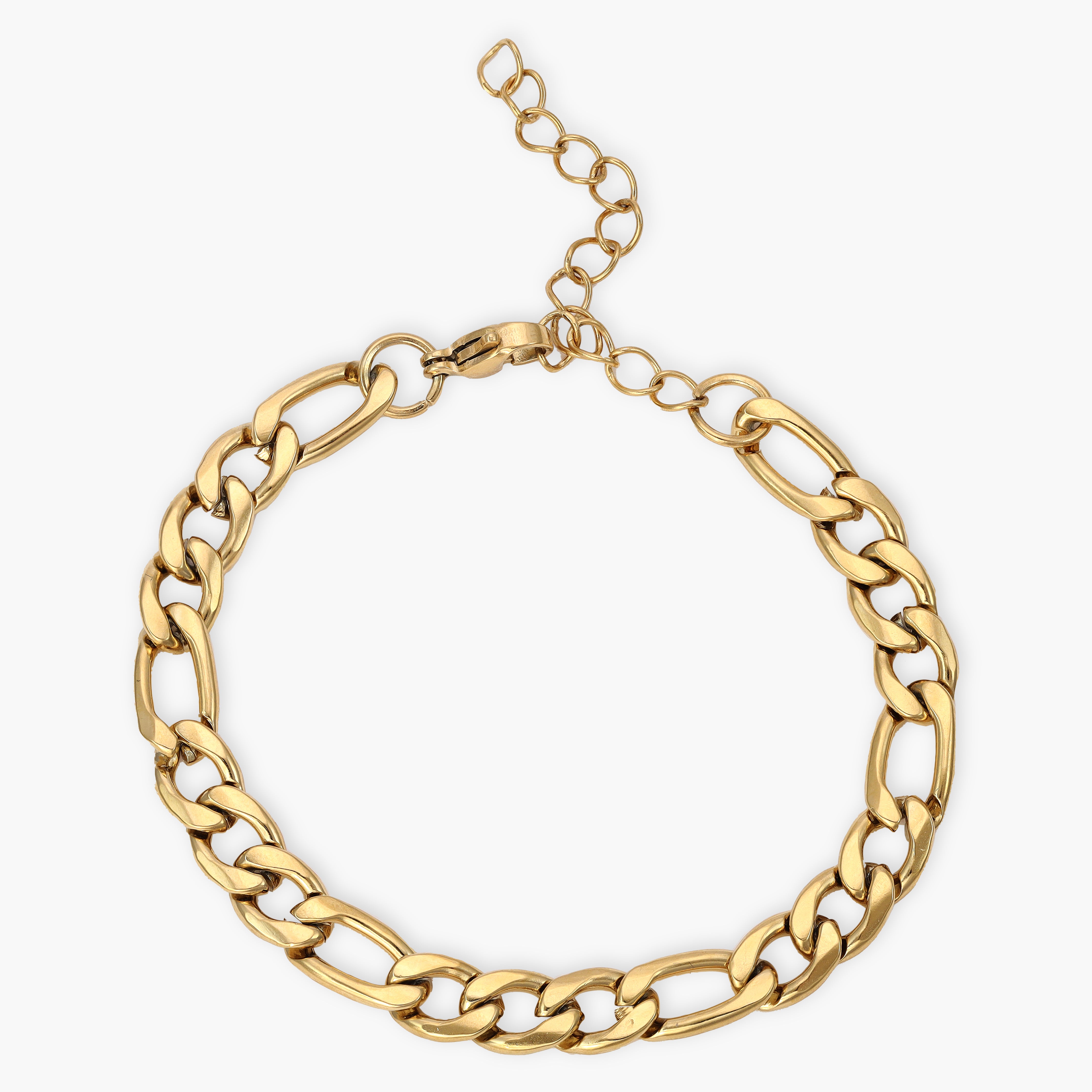 Figarokette Armband 7mm aus Edelstahl 18K Vergoldet - Taipan Schmuck