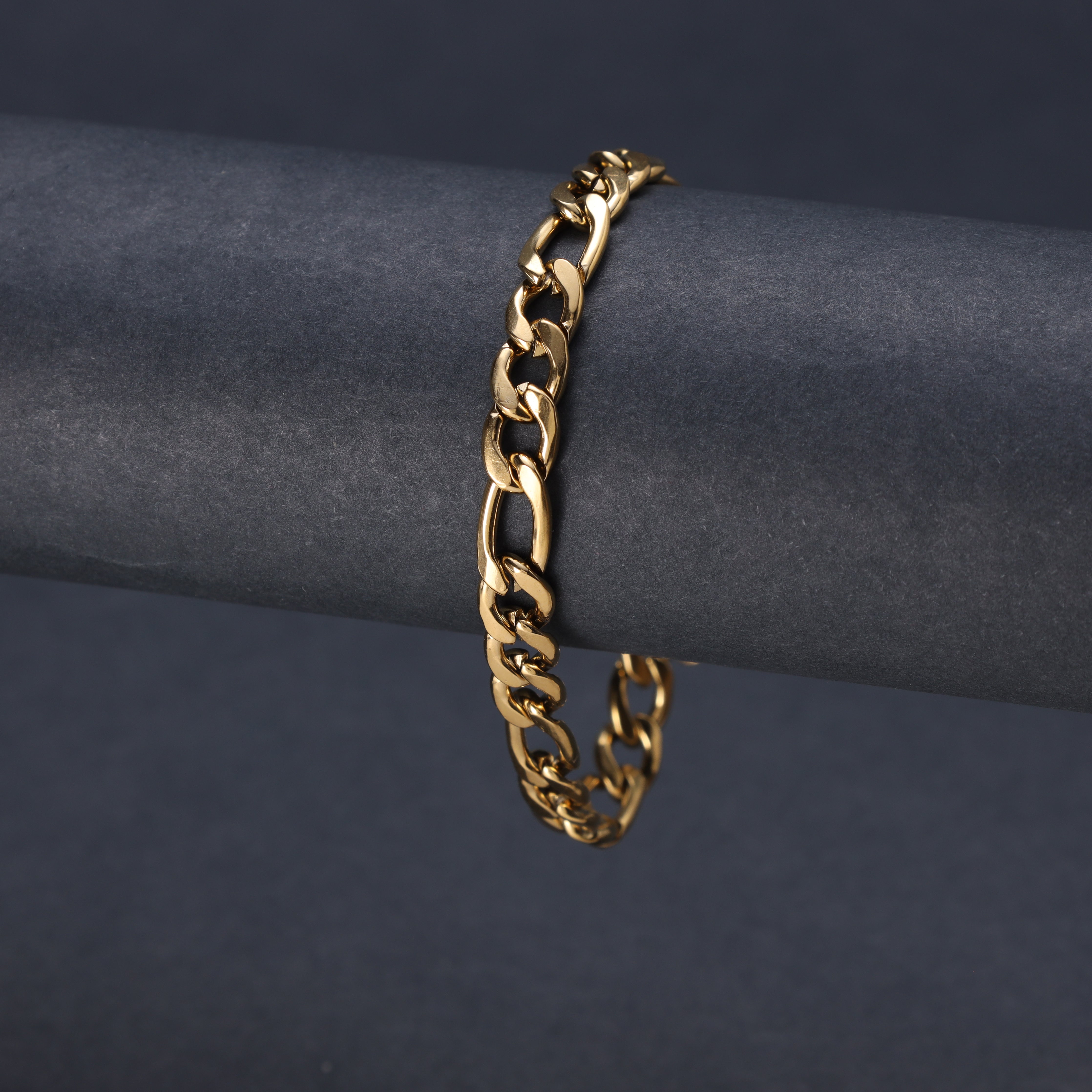 Figarokette Armband 7mm aus Edelstahl 18K Vergoldet - Taipan Schmuck