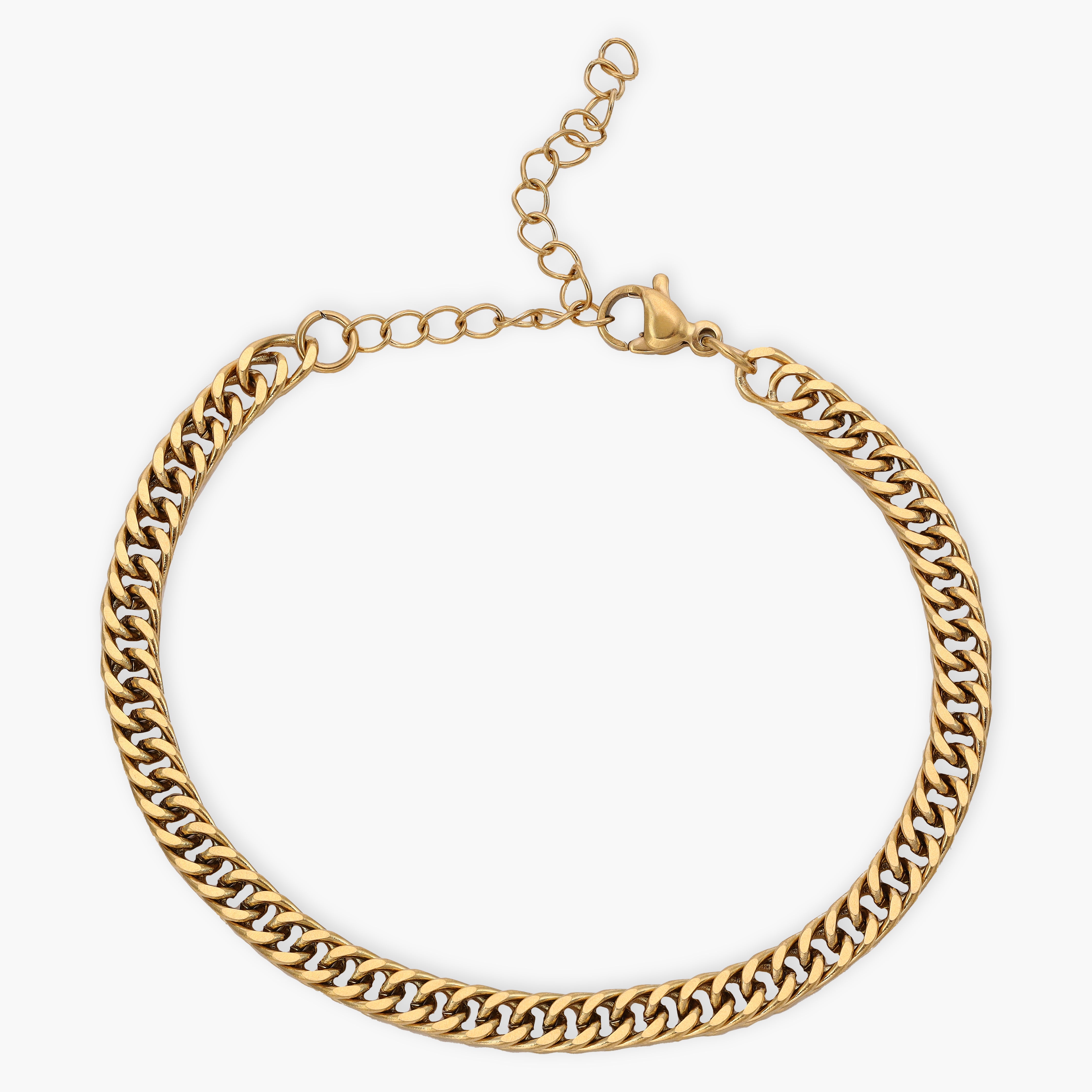 Doppel Panzerkette Armband 4mm aus Edelstahl 18K Vergoldet - Taipan Schmuck