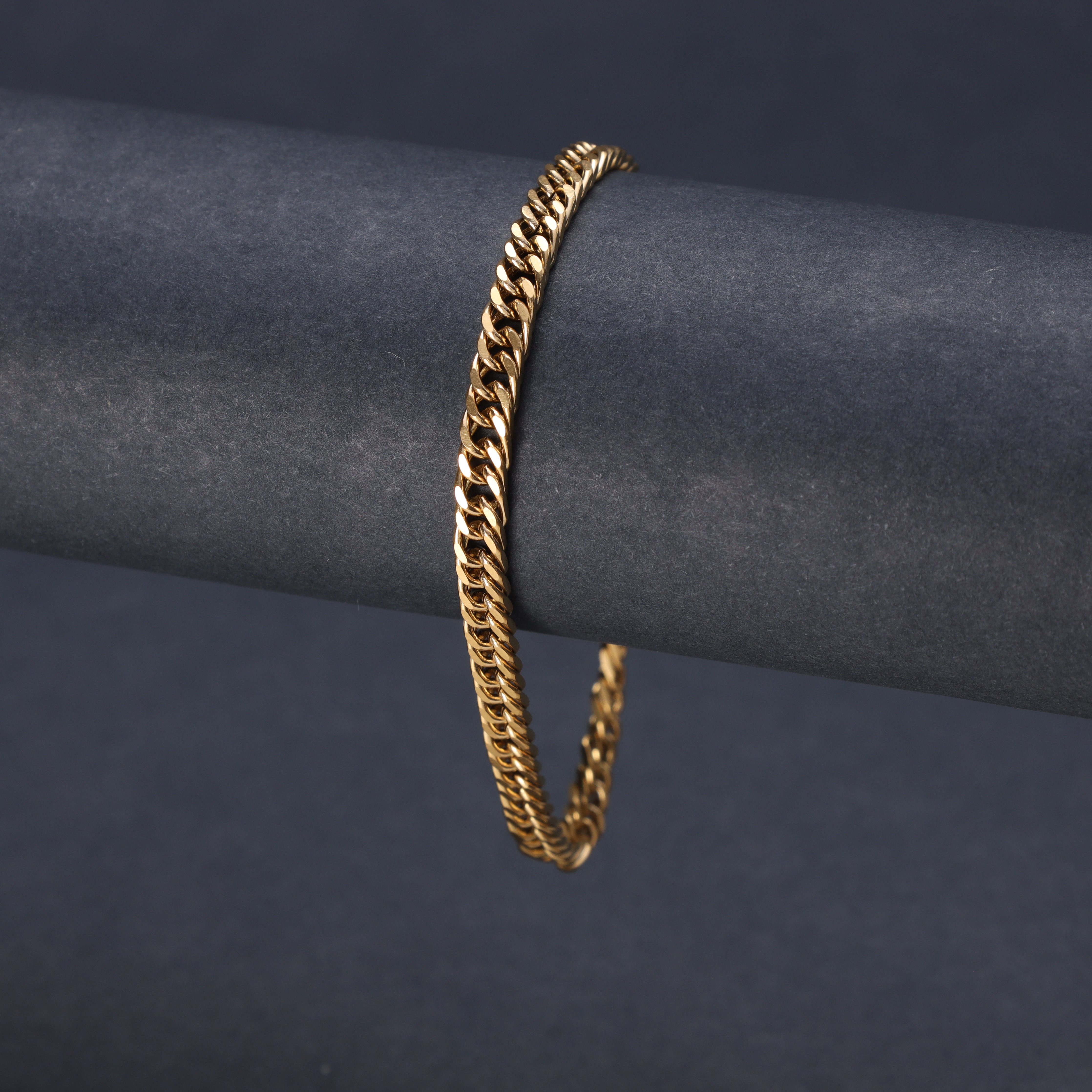 Doppel Panzerkette Armband 4mm aus Edelstahl 18K Vergoldet - Taipan Schmuck