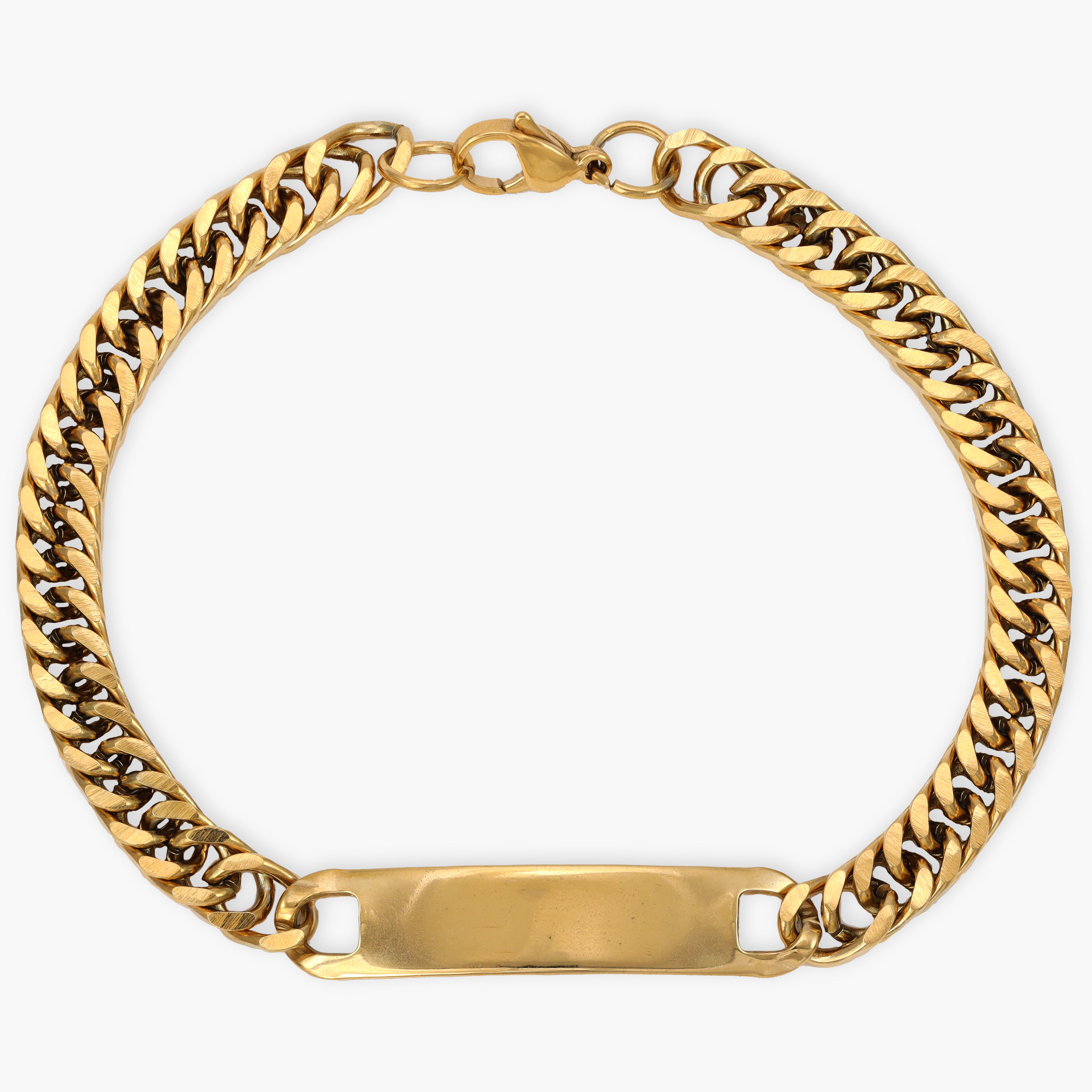 Doppel Panzerkette mit platten Armband 6mm aus Edelstahl 18K Vergoldet - Taipan Schmuck