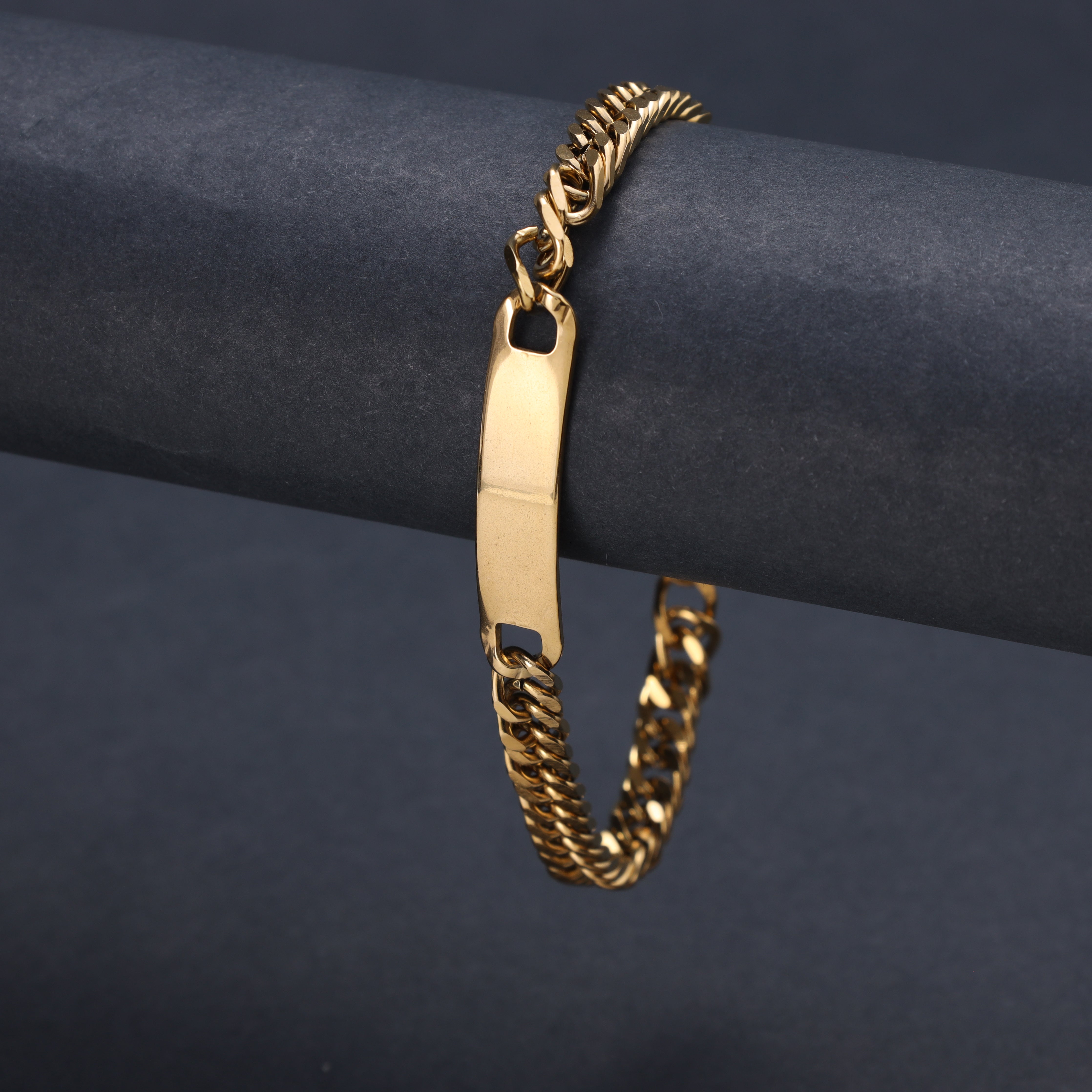 Doppel Panzerkette mit platten Armband 6mm aus Edelstahl 18K Vergoldet - Taipan Schmuck