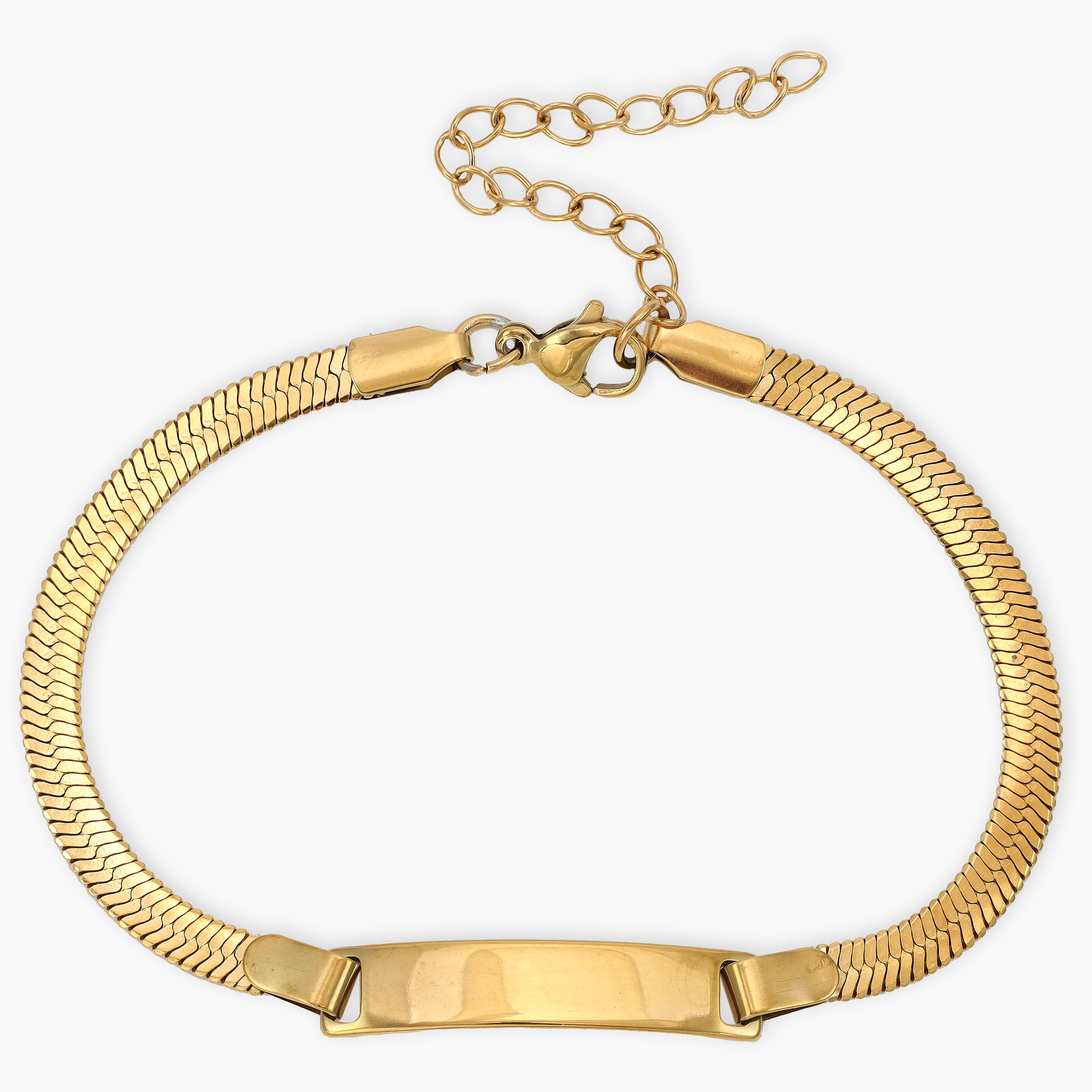 Herringbone mit platten Armband 5mm aus Edelstahl 18K Vergoldet - Taipan Schmuck